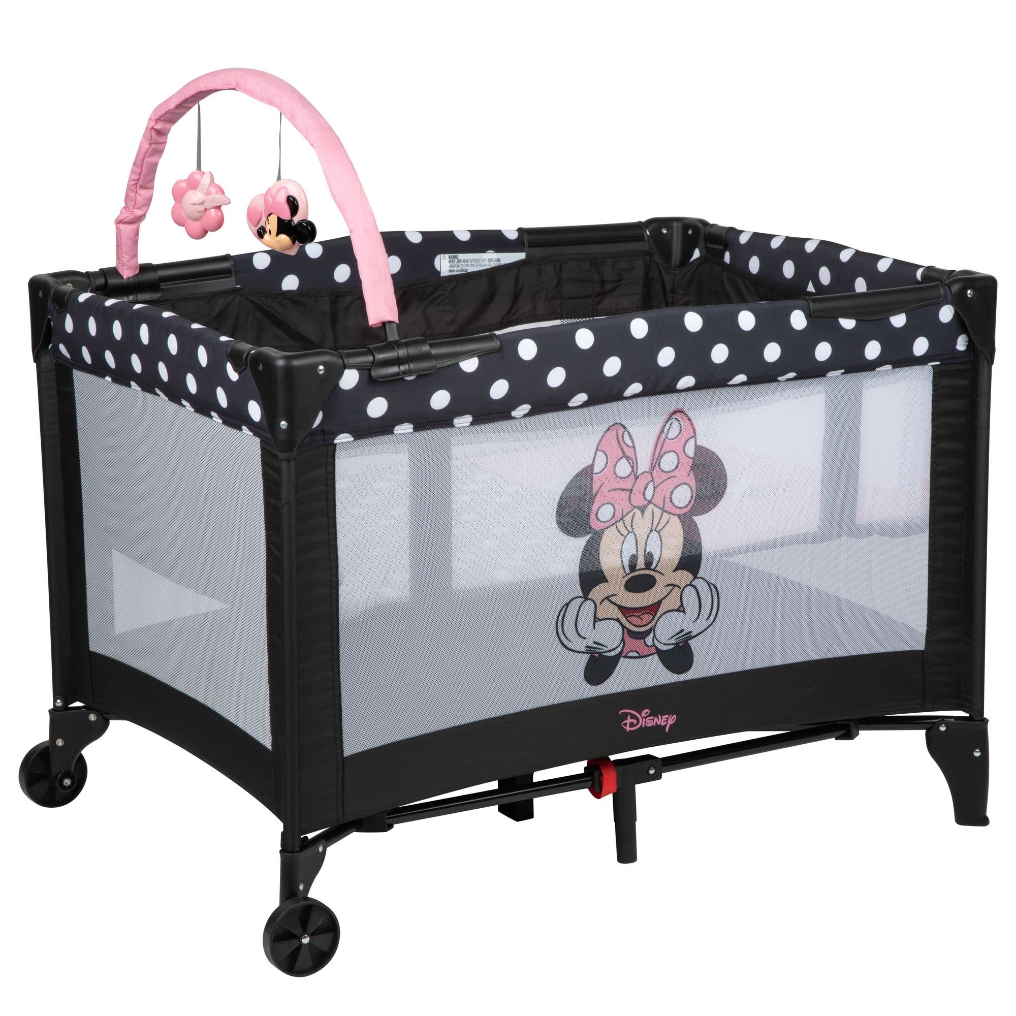 Disney Baby Peeking Minnie Playard - Portable Crib & Playpen for Infants & Toddlers | Safe Nursery Bed for Home, Travel & Daycare | Perfect for Playtime, Naps & On-the-Go Parenting