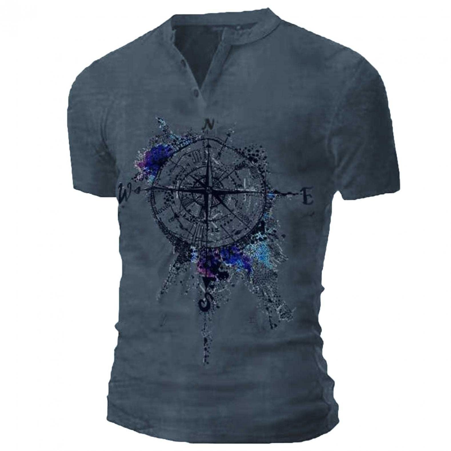 Men's Graphic T-Shirt with Compass Rune Print - Vintage Funny Tee Shirts for Summer | Casual Wear, Street Style & Outdoor Activities