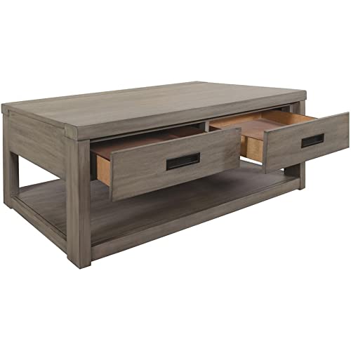 Riverside Furniture Riata Modern Contemporary Wood Coffee Table in Gray Wash - Stylish Living Room Centerpiece for Home Decor