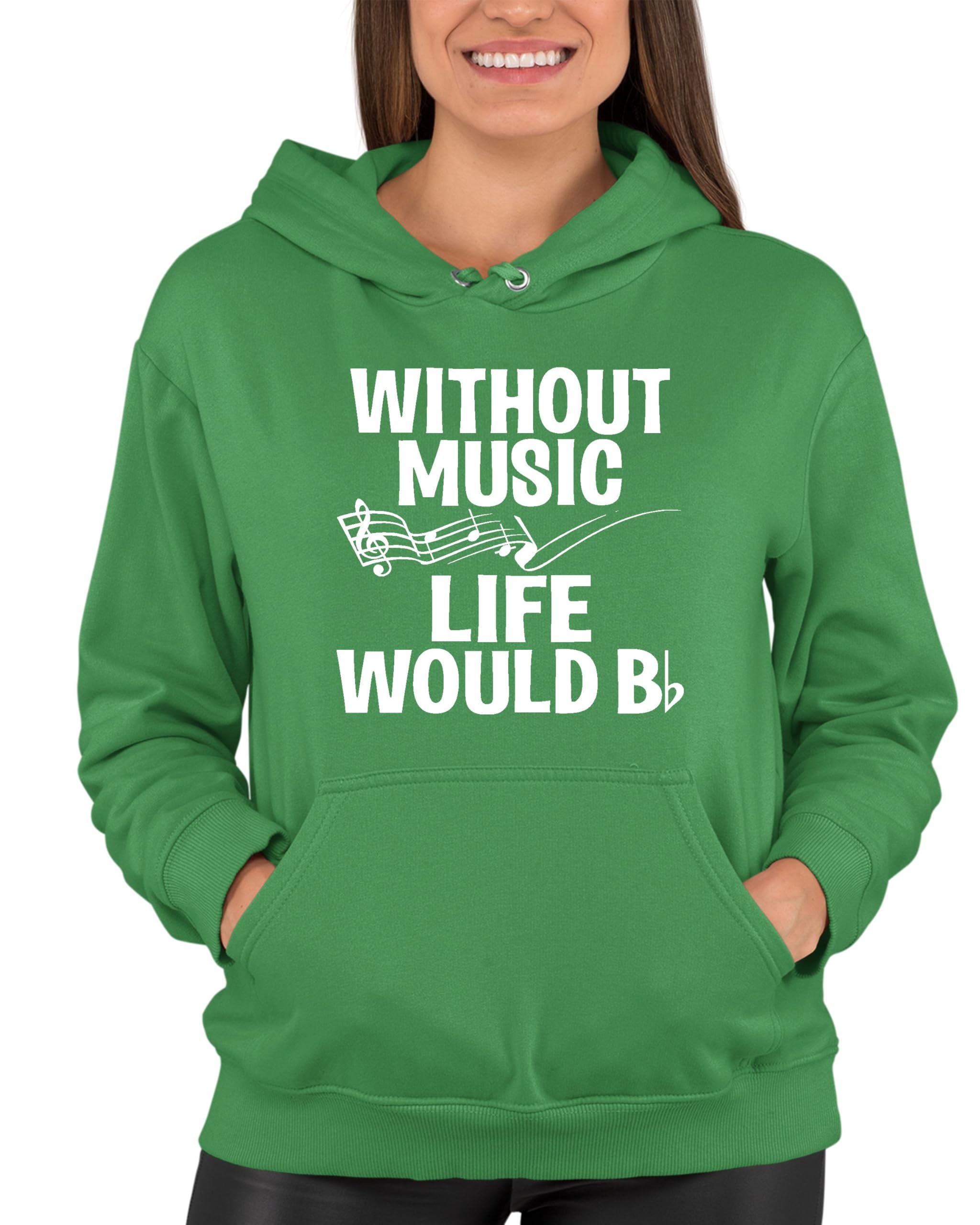 Funny Music Lovers Hoodie - 'Go All Out Without Music Life Would B Flat' Graphic Sweatshirt for Men & Women | Perfect Gift for Musicians, Band Members & Music Enthusiasts