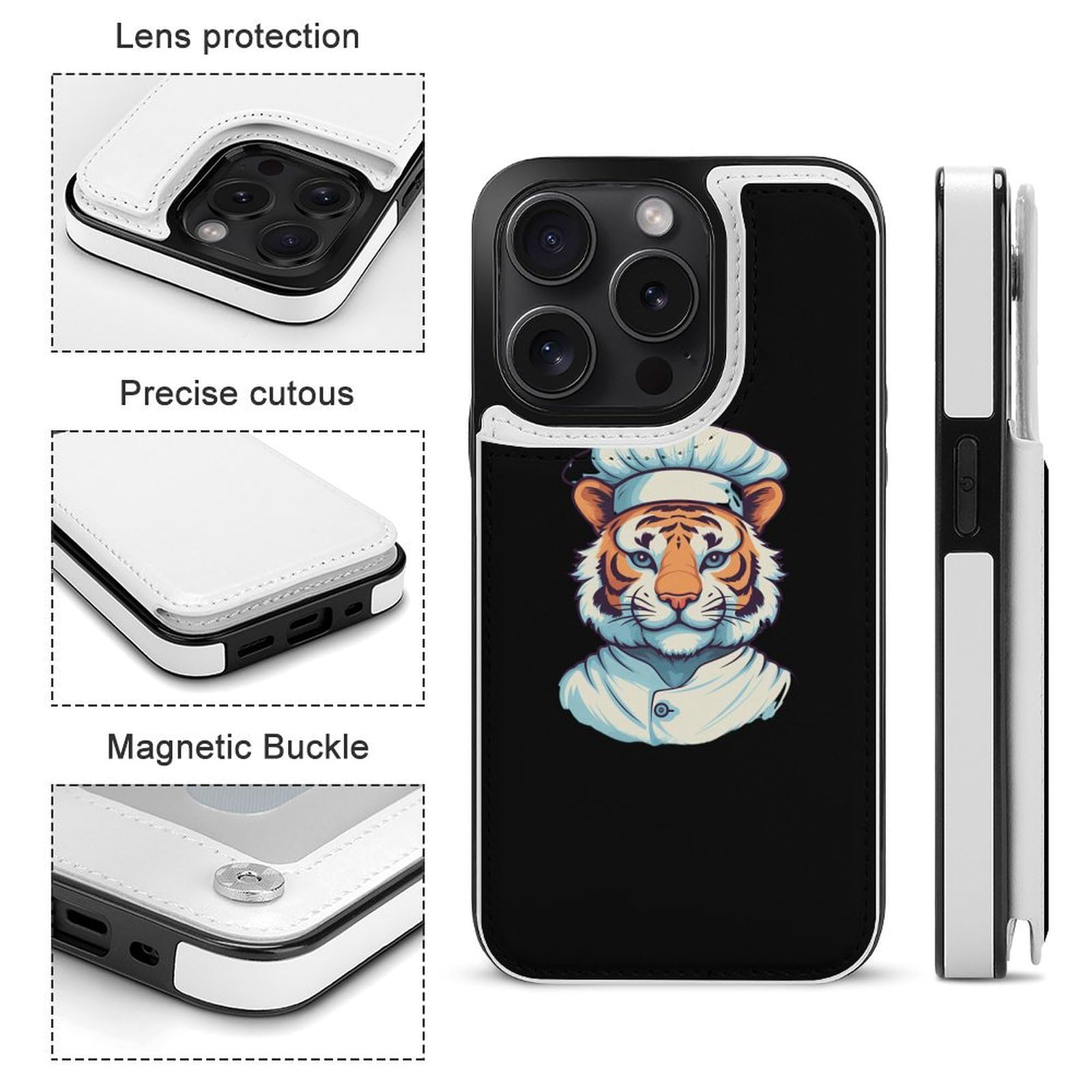 Tiger Chefs Wallet Case - Cute Flip Phone Wallet with Card Holder | Compatible with iPhone & Samsung | Perfect for Work, Travel & Daily Use