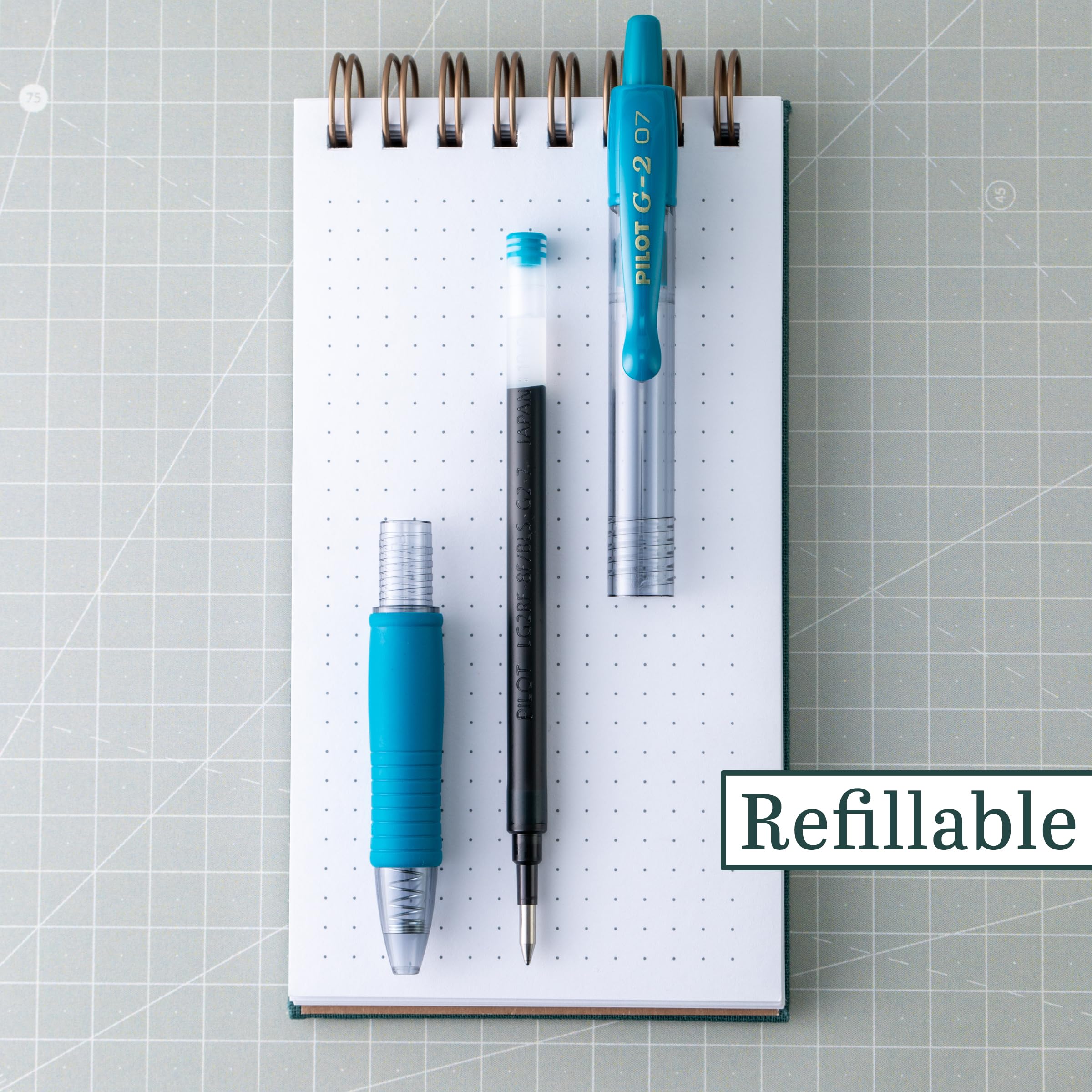 Pilot G2 Premium Refillable Retractable Gel Pens - 0.7mm Fine Point Teal Ink - 6-Pack for Office, School & Note Taking - Smooth Writing Rollerball Pens for Professionals & Students