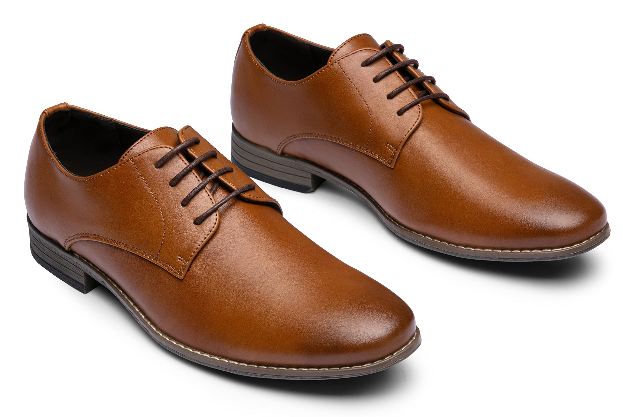 Jousen Men's Oxford Plain Toe Dress Shoes - Classic Formal Derby Shoes for Business, Wedding & Office Wear - Comfortable Leather Dress Shoes for Men