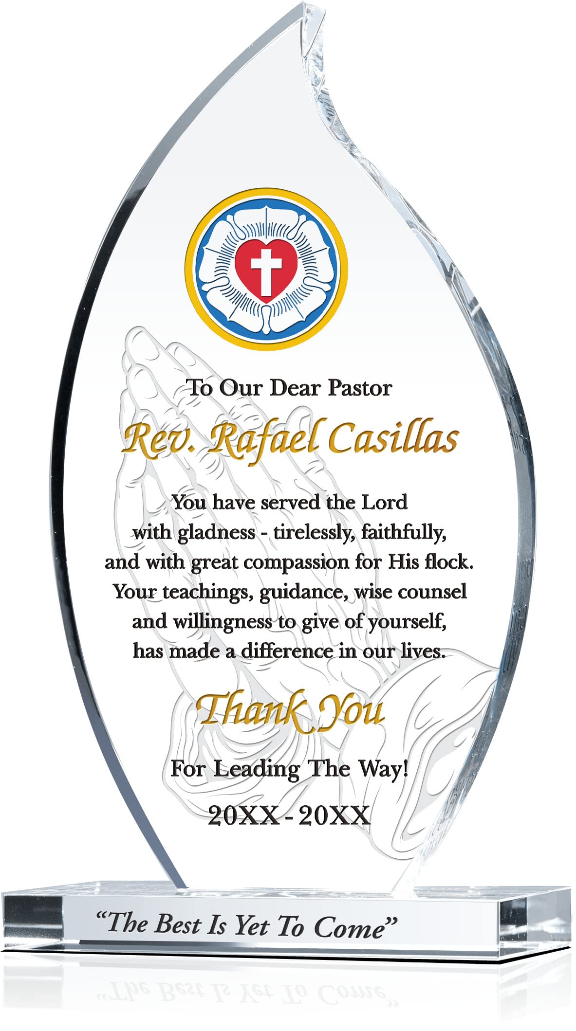 Custom Engraved Lutheran Pastor Appreciation Plaque with Luther's Rose - Personalized Pastor Name Thank You Gift for Anniversary, Ordination & Ministry Recognition (7.5 Inch) - Perfect for Church Office, Retirement Ceremonies & Clergy Appreciation Events