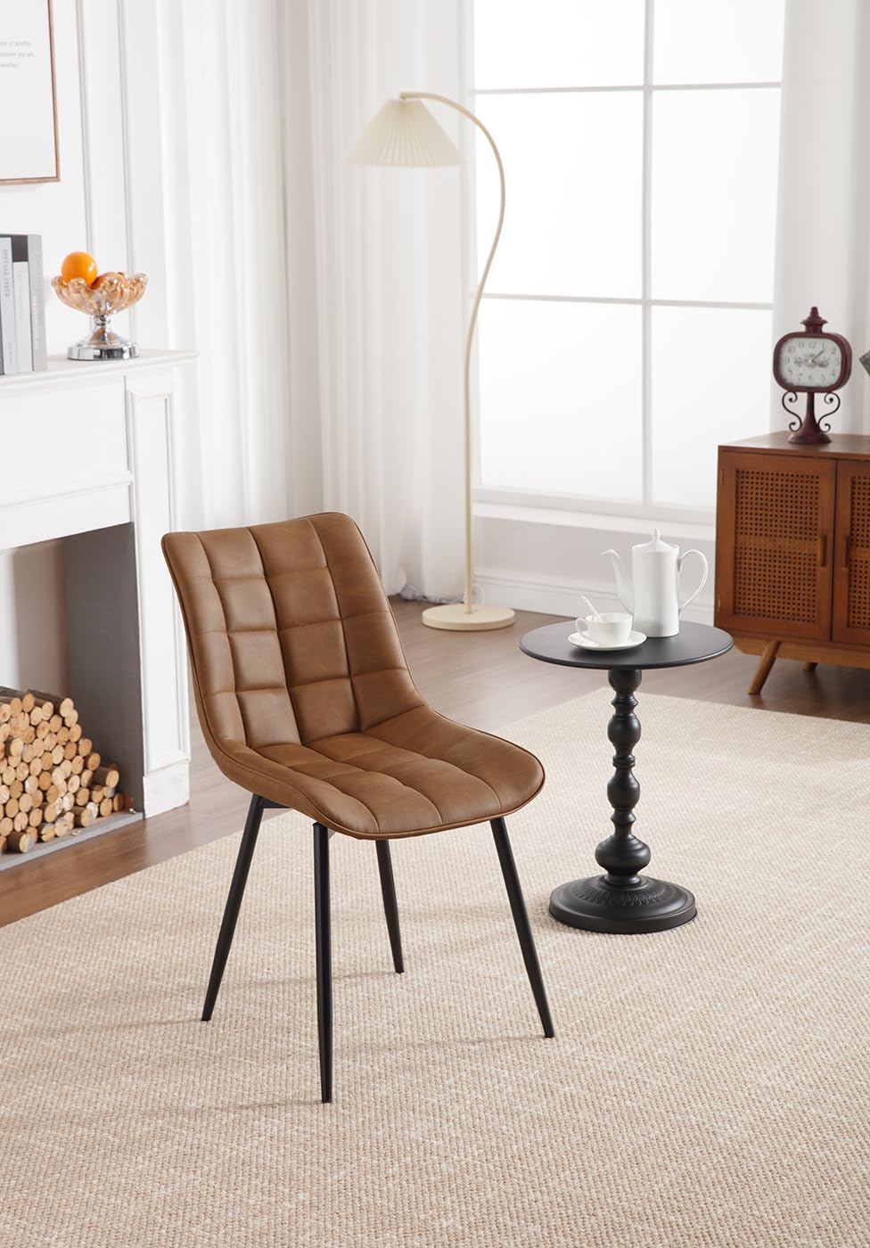 WOLTU 2-Piece Dining Chair Set - Light Brown Faux Leather Kitchen Counter Chairs with Backrest & Padded Seat for Living Room, Lounge & Reception Areas | Perfect for Small Spaces, Breakfast Nooks & Home Offices