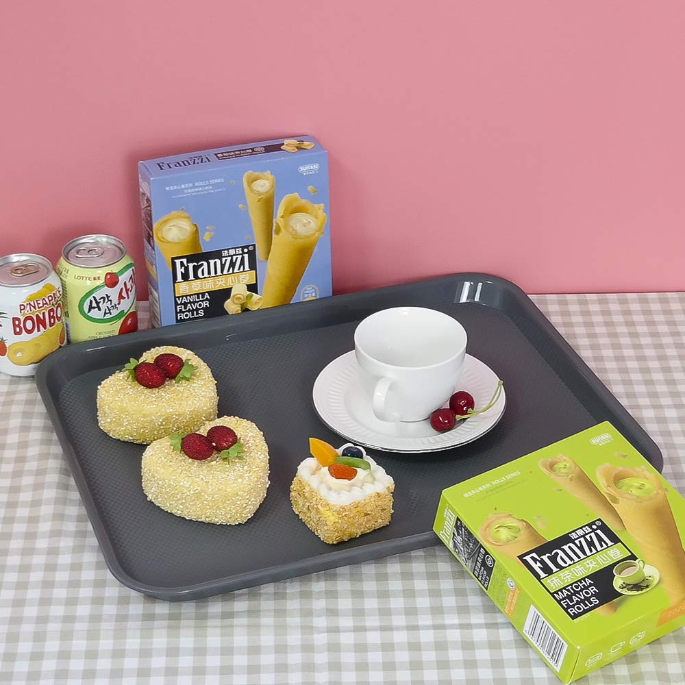 6-Pack Large Plastic Fast Food Serving Trays - Deep Grey | Durable Restaurant Dinnerware for Cafes, Catering & Home Use