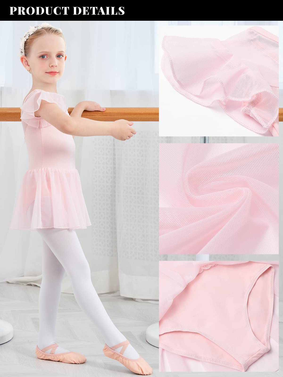 Girls Ballet Leotard with Skirt & Flutter Sleeves - Toddler Dance Outfit for Ages 2-9 | Perfect for Ballet Class, Recitals & Dance Performances