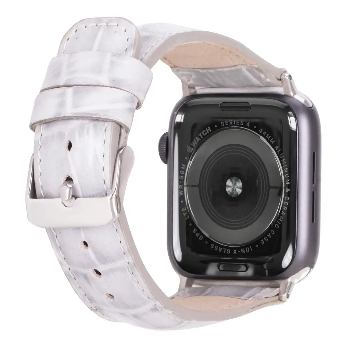 White Crocodile Pattern Leather Apple Watch Band - Classic Strap for Men & Women - Perfect for Business, Casual & Formal Wear
