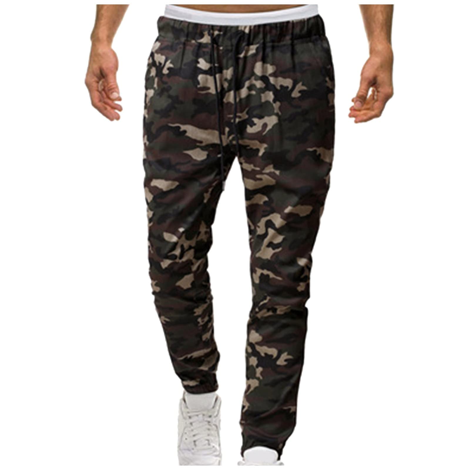 **Men's Yoga Capri Pants with Pockets - Stretchy Casual Sports Pants for Men, Mid-Waist Drawstring Cargo Pants - Perfect for Yoga, Gym, Running & Outdoor Activities**