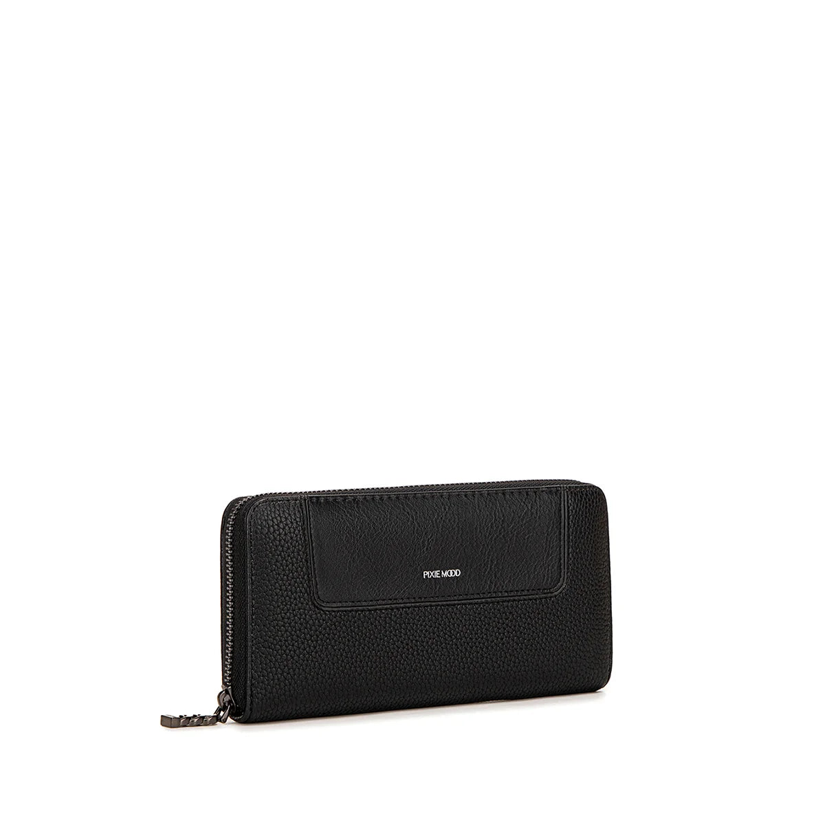 Black Pebbled Mae Zip Wallet - Slim RFID Blocking Leather Wallet for Men & Women - Perfect for Travel, Business & Everyday Use