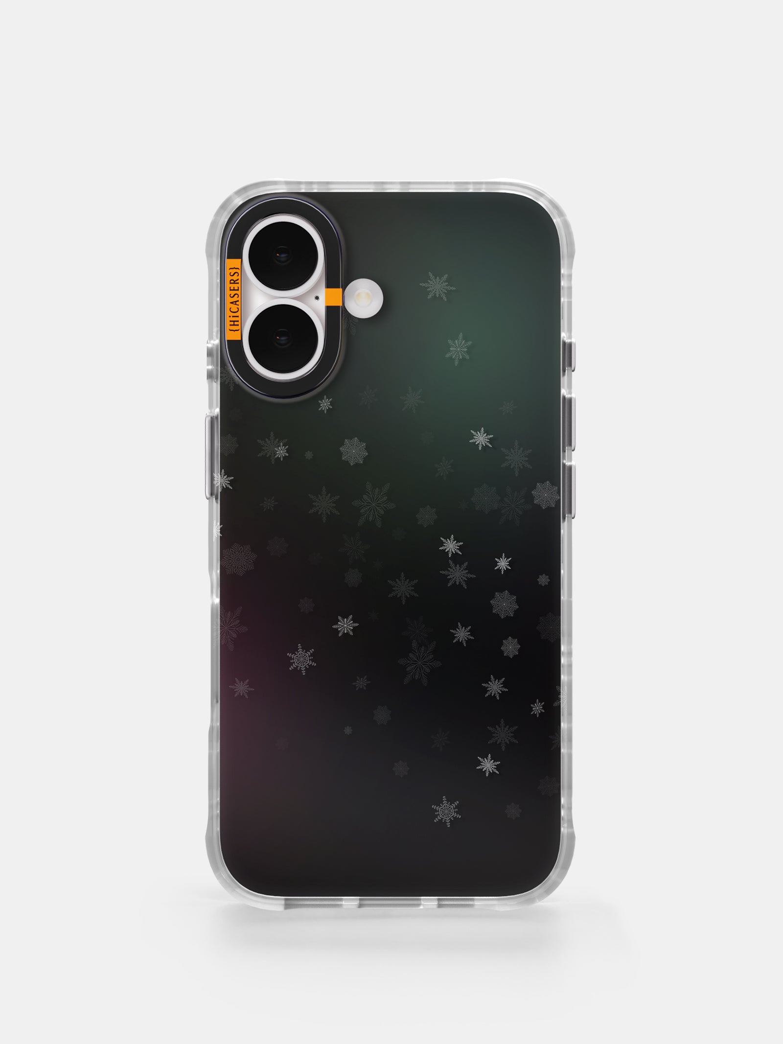 Iridescent Mirror Case with Small Snowflakes Pattern - Charcoal Grey | Perfect for Holiday Gifts, Winter Decor & Vanity Accessories