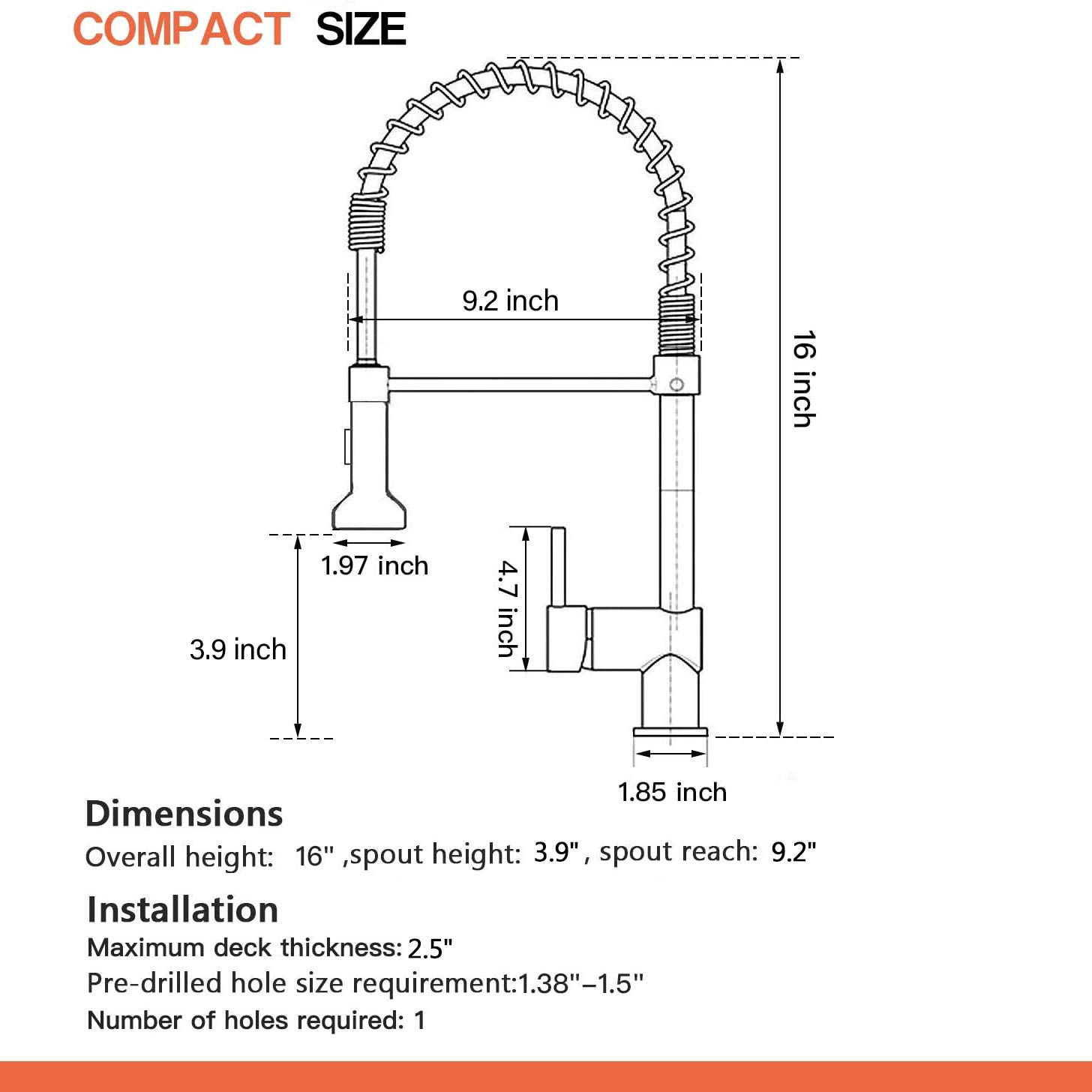 OWOFAN Low Lead Modern Single Handle Pull Down Sprayer Spring Kitchen Faucet, Brass Black & Brushed Nickel Sink Faucet for Stylish and Functional Kitchen Upgrades