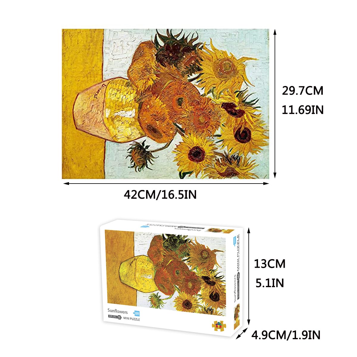 1000 Piece Sunflower Jigsaw Puzzle for Adults & Kids - 42 x 29.7 cm Large Thick Puzzle Pieces, Stress Relief Challenge Game, Educational Family Entertainment (Home Decor, Gift Idea, Party Activity)