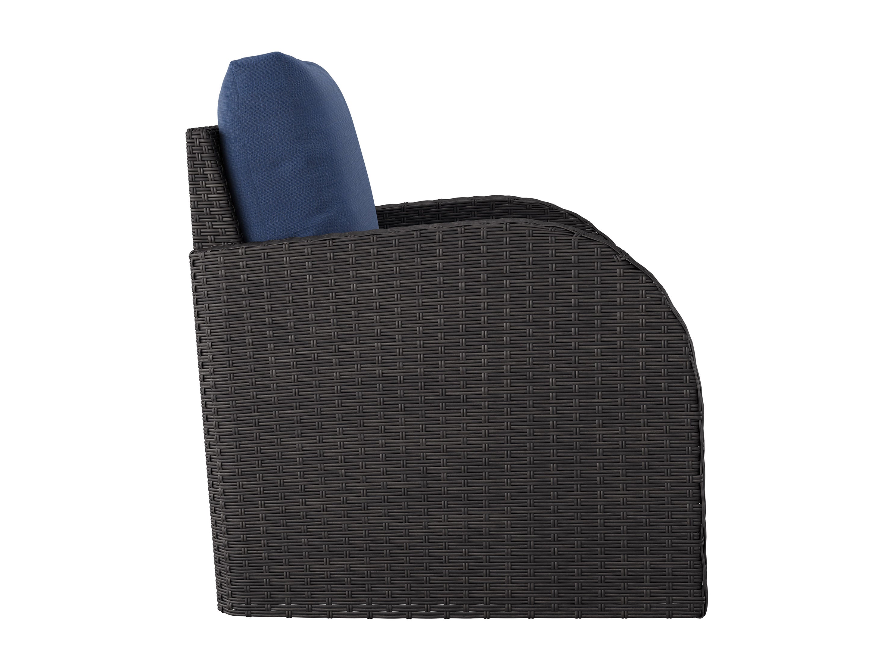Blue Outdoor Wicker Chair - Patio Furniture Set with Cushions, Weather-Resistant Rattan Lounge Chair for Garden, Poolside, Deck or Balcony - Perfect for Relaxing and Entertaining Outdoors