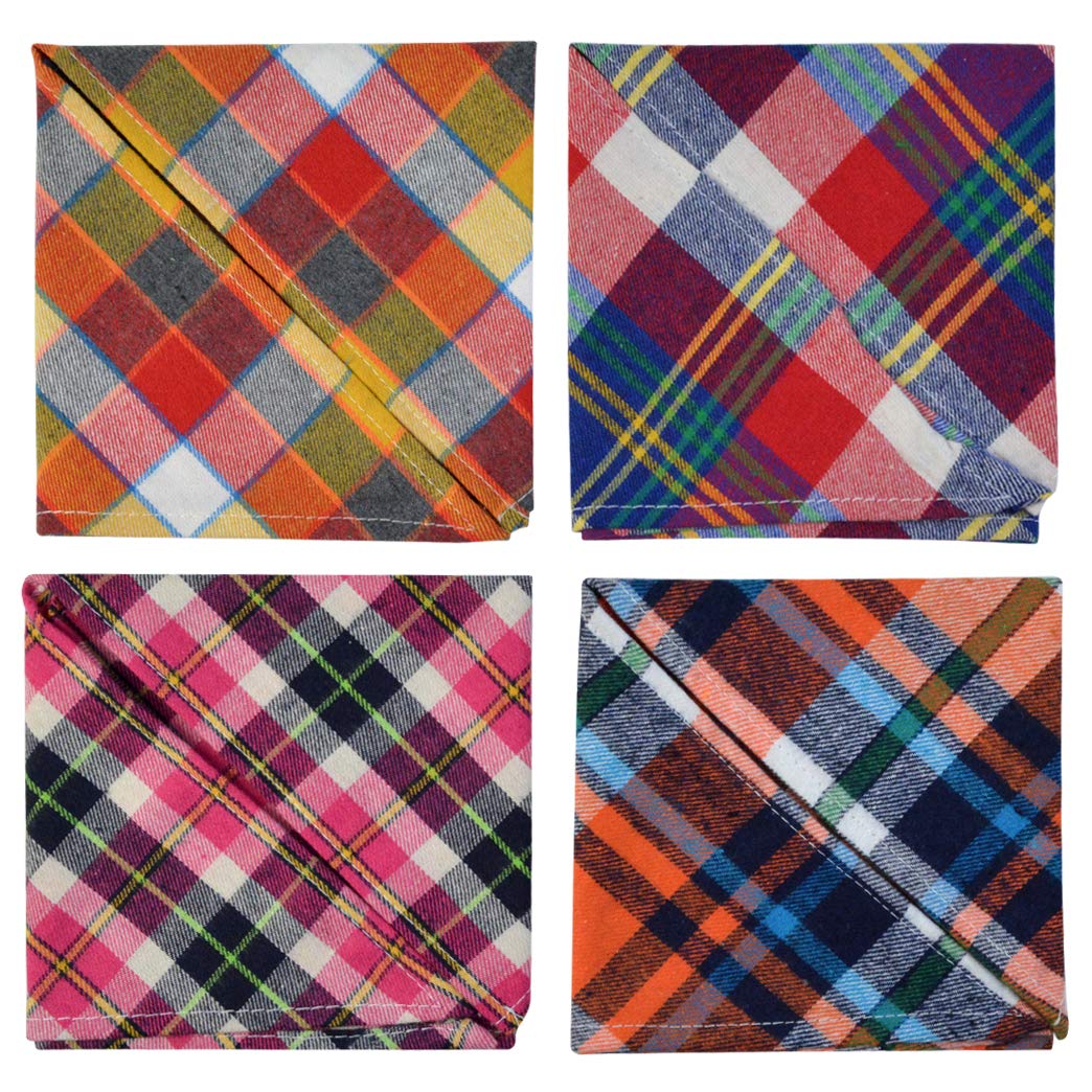 Lee-buty 15pcs Washable Cotton Checkered Dog Bandanas Set - Pet Scarf Kerchief & Bibs for Small Dogs & Cats | Perfect for Outdoor Fall Adventures, Birthday Parties & Photo Shoots