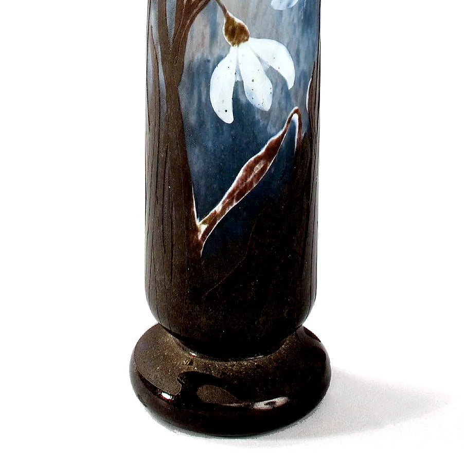 Daum Nancy Snow Drop Cameo Glass Vase - Antique French Art Nouveau Floral Vase for Home Decor, Wedding Centerpiece & Luxury Gift