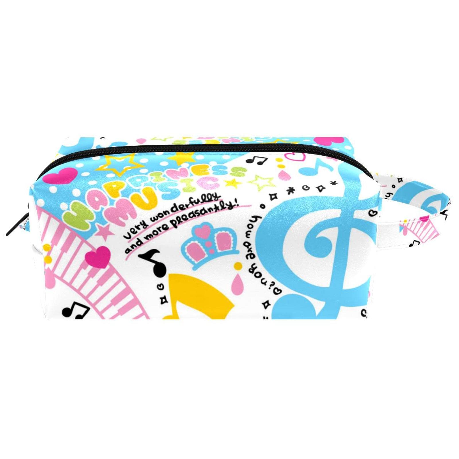Colorful Music Themed Small Travel Makeup Bags for Women & Girls - Waterproof Cosmetic Organizer with Handle - Perfect for Travel, Gym & Daily Use