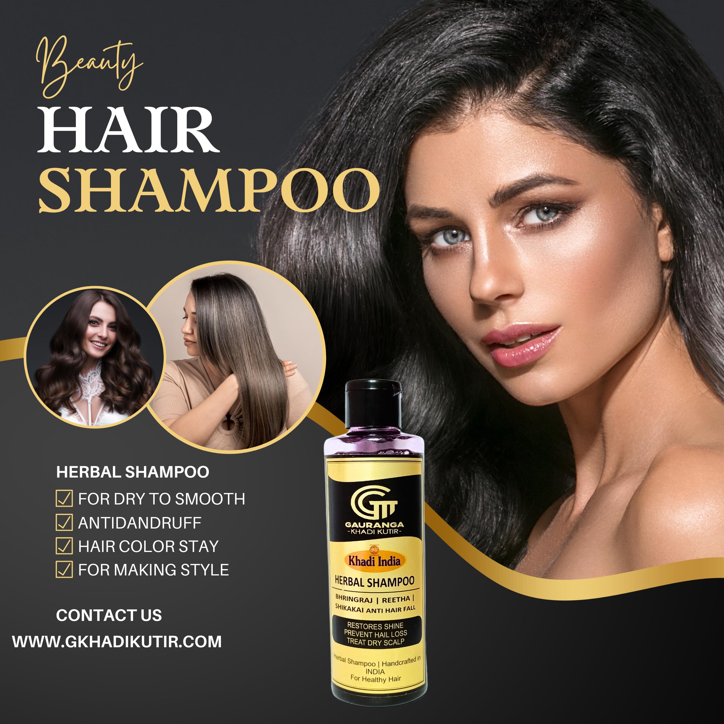 Khadi Reetha Shampoo with Charcoal & Milk Glycerine Soap Set - 150g Each (2-Pack) + 210ml | Natural Hair Care for Daily Use & Scalp Cleansing