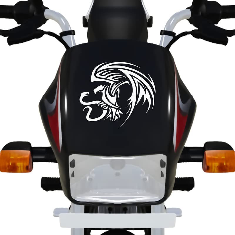 Premium Eagle with Snake Bike Sticker for Racing Bikes, Sports Bikes, Scooters - White Vinyl Decal (6x6 Inch) - Waterproof & Durable for Outdoor Use - Perfect for Motorcycle Helmets, Laptops & Car Windows