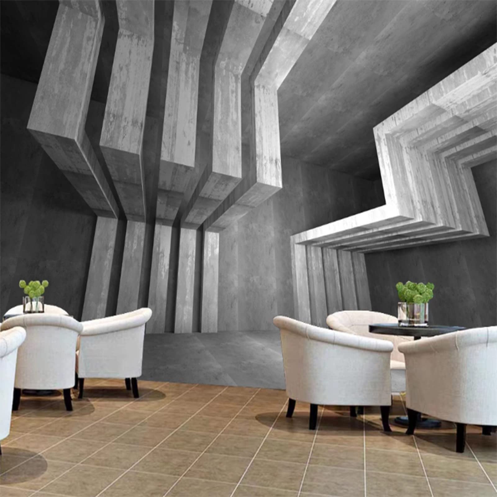 Modern Industrial Gray Cement 3D Mural Wallpaper - Extended Space Photo Wall Art for Living Room & Bedroom Decor - Perfect for TV Background Walls and Home Office Accent Walls