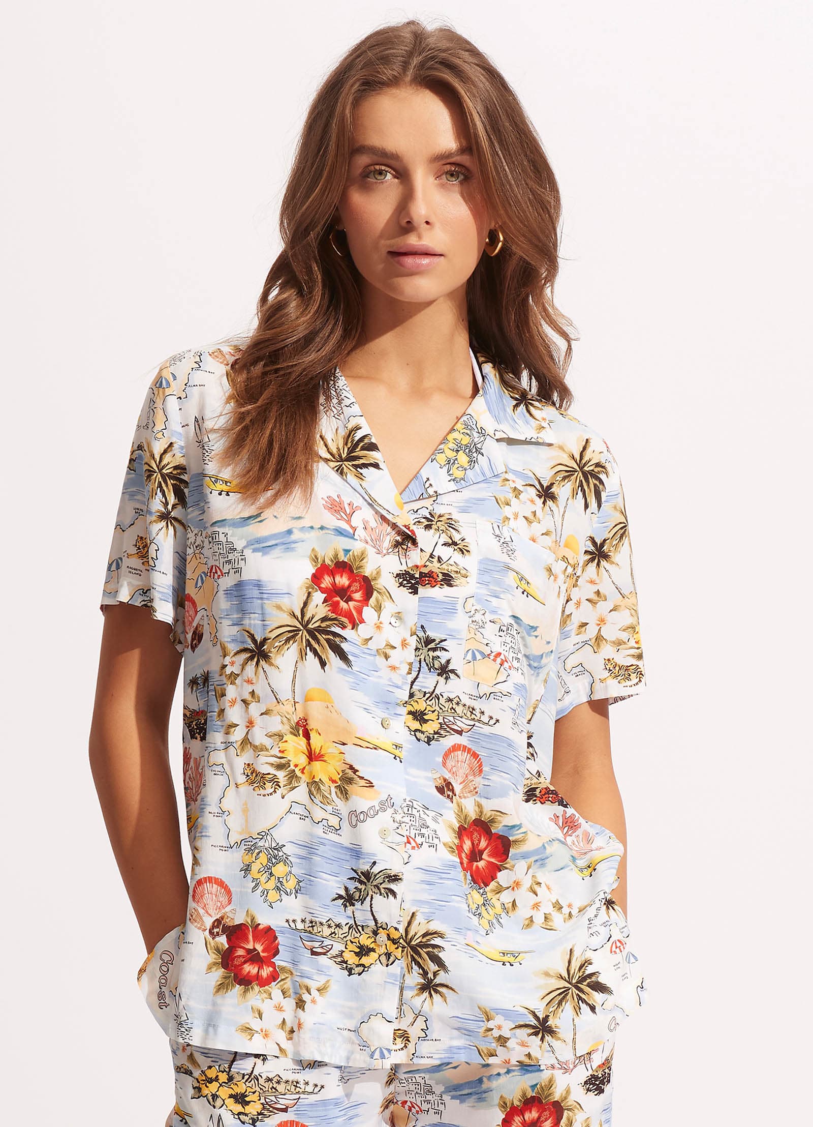 Coast To Coast Resort Shirt - Powder Blue | Comfortable Casual Wear for Beach Vacations & Summer Getaways