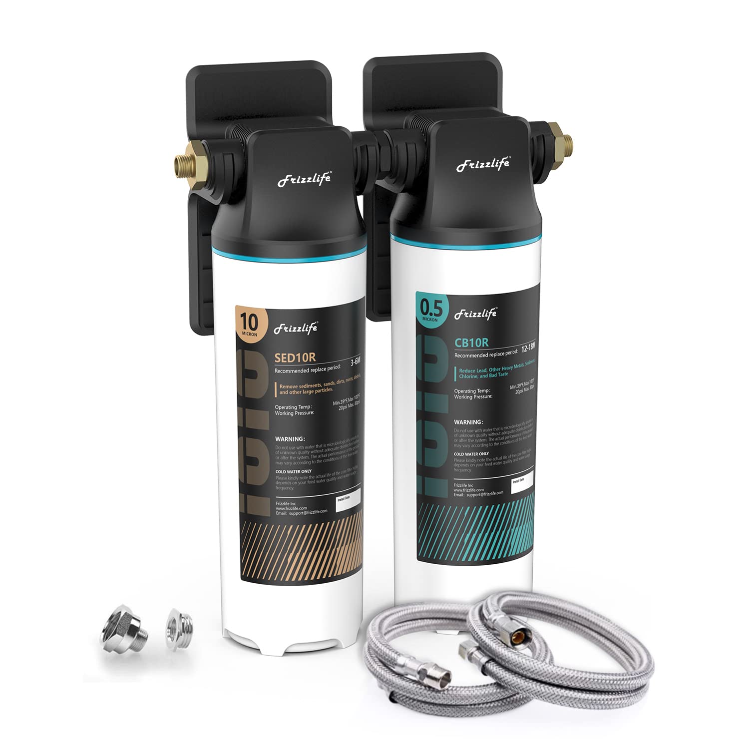 Frizzlife DW10 Under Sink Water Filtration System | NSF/ANSI 53 & 42 Certified | 99.99% Lead, Chlorine, Fluoride Reduction | Eliminates Bad Taste & Odor | 2-Stage Direct Connect Filter | 0.5 Micron Precision | USA Technology | Perfect for Kitchen, RV & Office Use