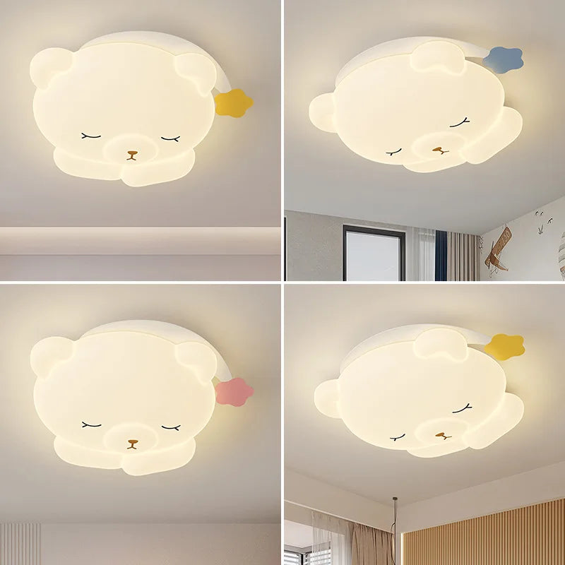 Bear Sleeping in Moon LED Ceiling Light - Cute Night Light for Kids Bedroom & Nursery - Perfect for Bedtime Stories & Relaxing Ambience