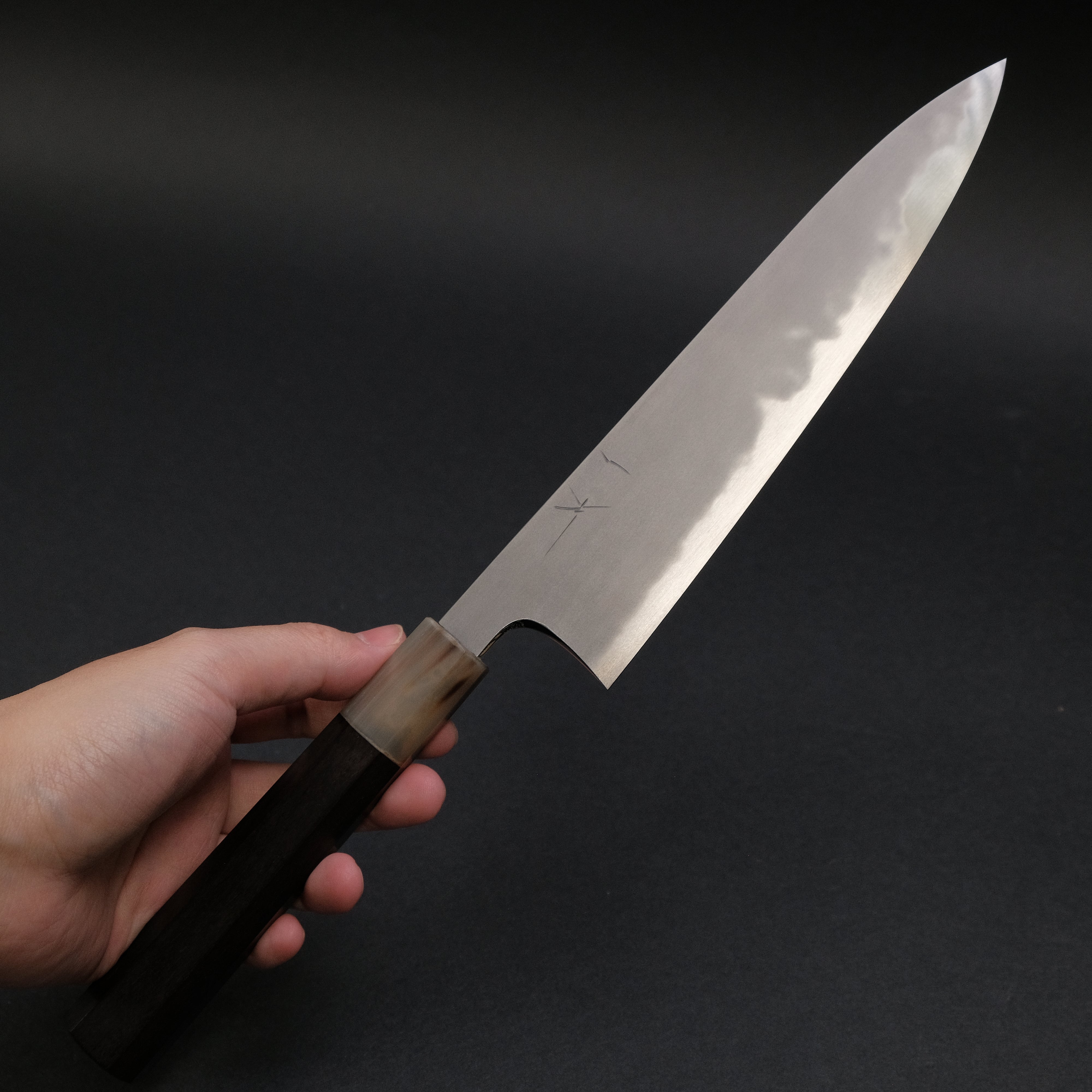 Hitohira Tanaka Yohei Blue #1 Kasumi Gyuto 210mm Japanese Chef Knife with Ebony Wood Handle - Perfect for Sushi, Meat Cutting & Professional Kitchen Use