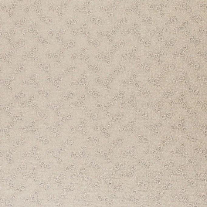 Embroidered Floral Double Gauze Fabric - Light Beige Cotton Material for DIY Sewing, Quilting & Dressmaking | Soft Breathable Fabric for Baby Clothes, Summer Dresses & Home Decor