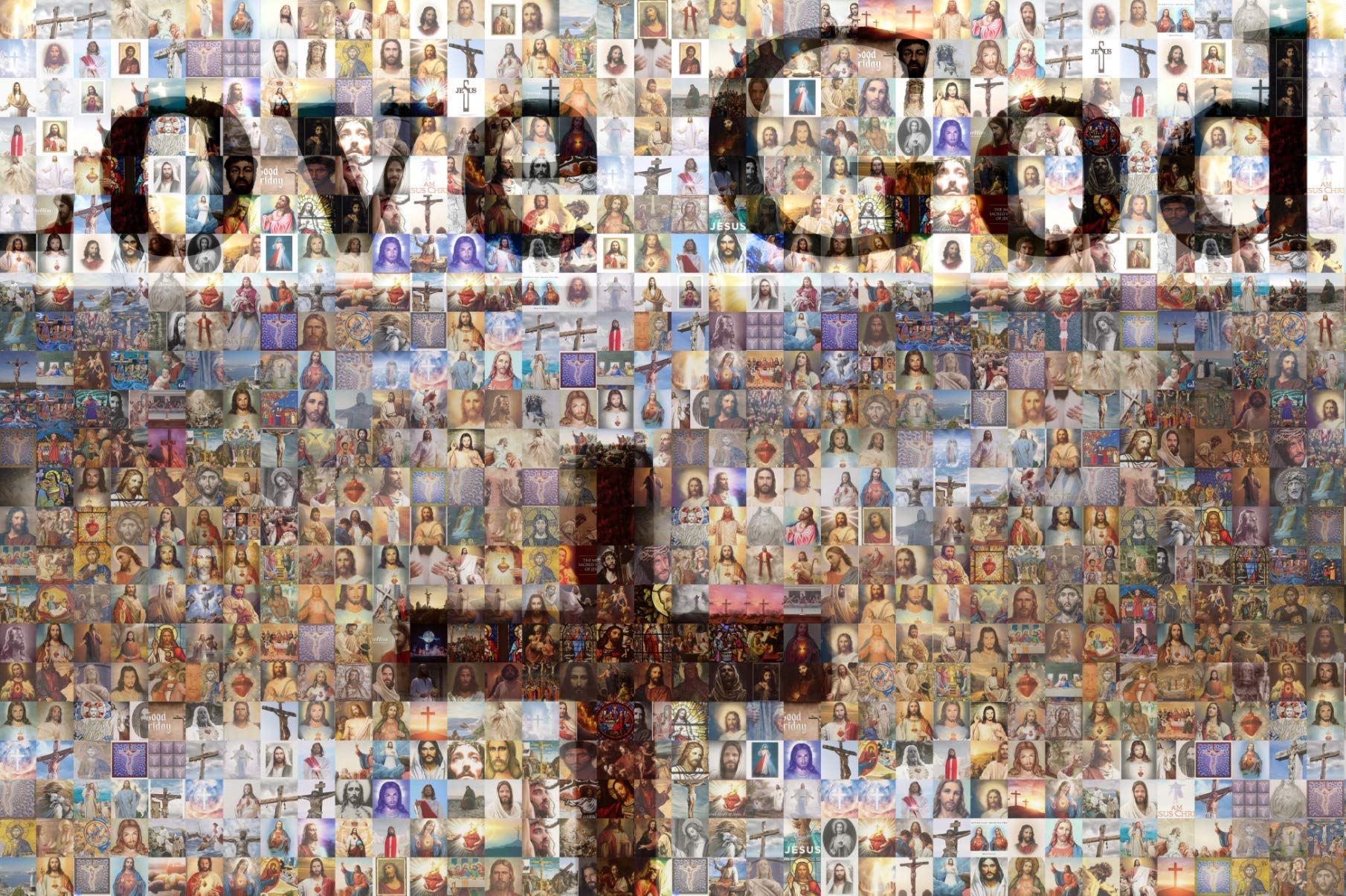Love God & Love One Another Mosaic - Jesus Christ and The Cross Photo Collage by Michael Verlangieri | Christian Home Decor, Church Wall Art, Inspirational Gift