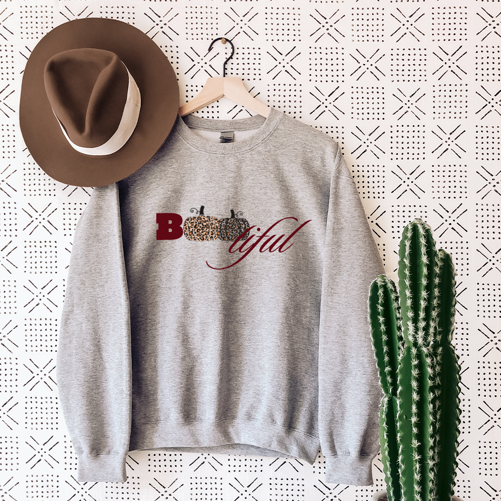 Stylish Women's Halloween Heather Grey Sweatshirt - Cozy Pullover for Fall, Pumpkin Patch & Spooky Season Outfits