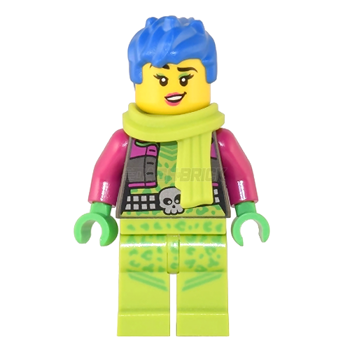 LEGO Minifigure Female Raze with Lime Scarf & Blue Hair – Collectible Building Toy for Kids & Adults – Perfect for LEGO City Sets, Custom Displays & Creative Play