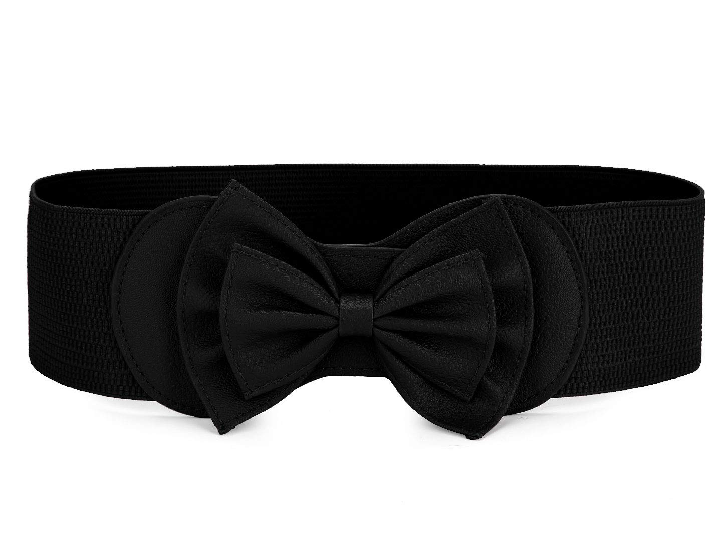 Allegra K Women's Bow Tie Decorated Elastic Waist Belt with Snap Buttons - Perfect for Dresses, Skirts & Casual Outfits