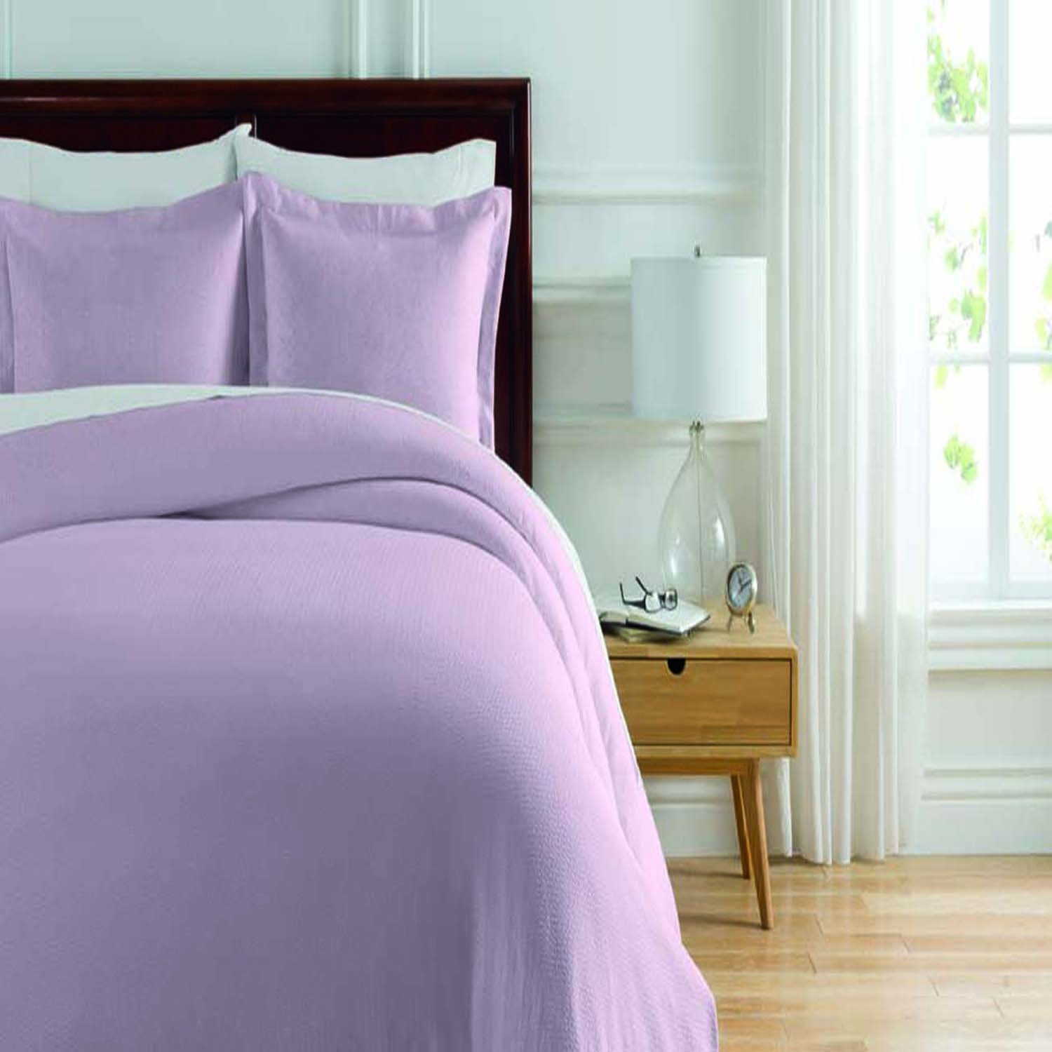 Lafayette 2-Piece Twin Size Duvet Cover Set in Lilac Purple - Soft Bedding for Kids Room, Guest Bedroom & Dorm Decor