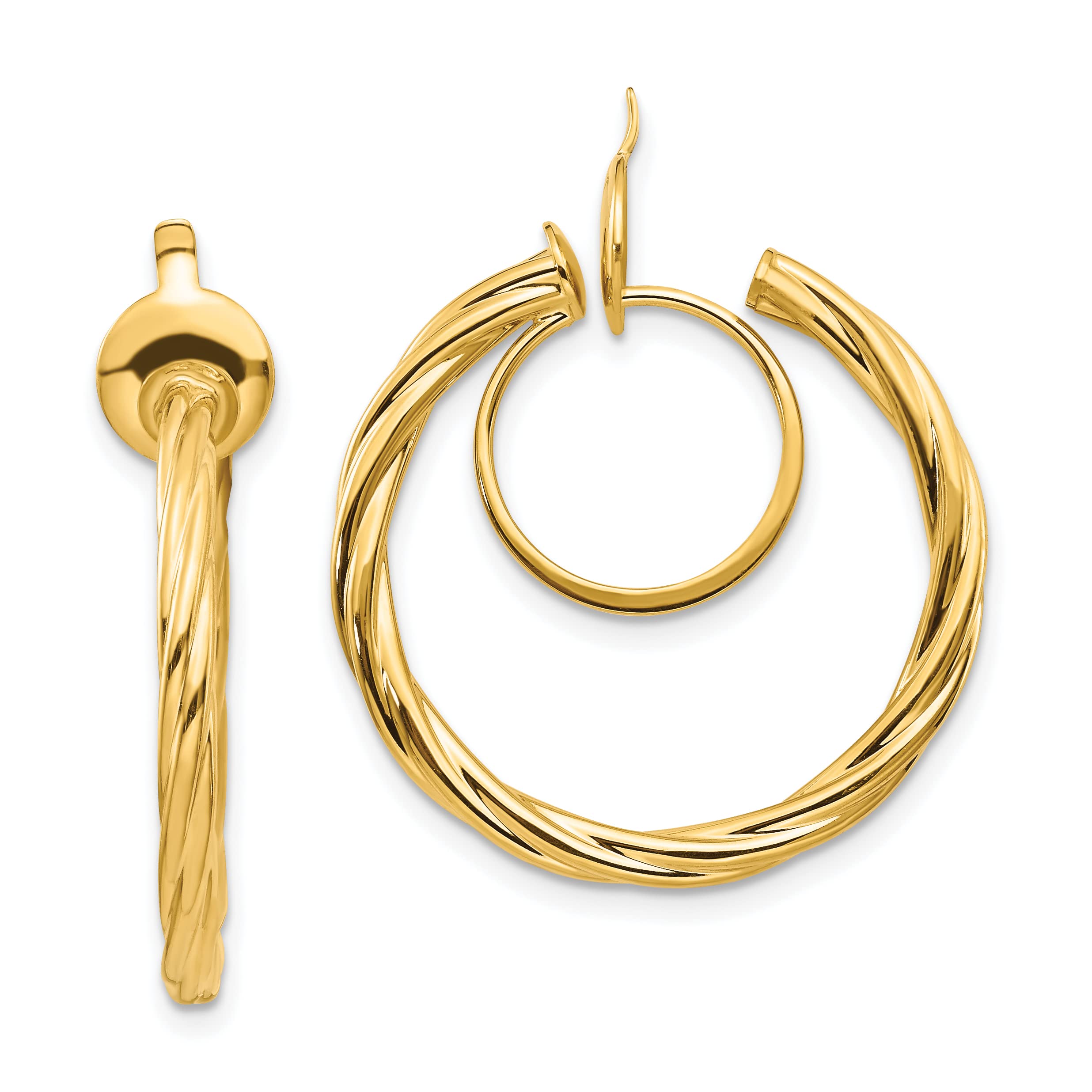14K Solid Yellow Gold Twisted Clip-On Hoop Earrings for Women - Non-Pierced Small Hoops - Perfect for Parties, Weddings & Everyday Wear