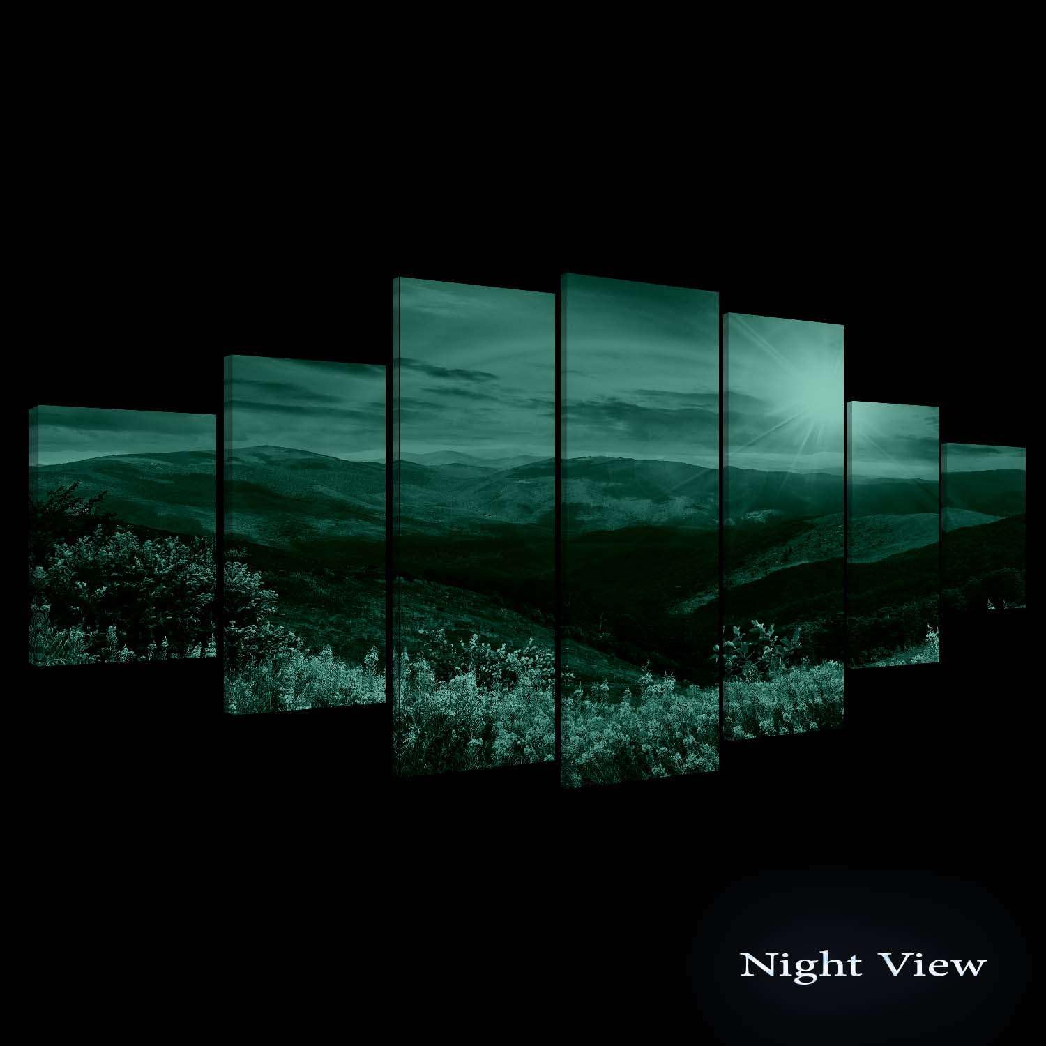 Startonight Large Canvas Wall Art - Sunset Over the Hills Landscape - Modern Framed Set of 7 Panels 40x95 Inches - Perfect for Living Room, Bedroom & Office Decor