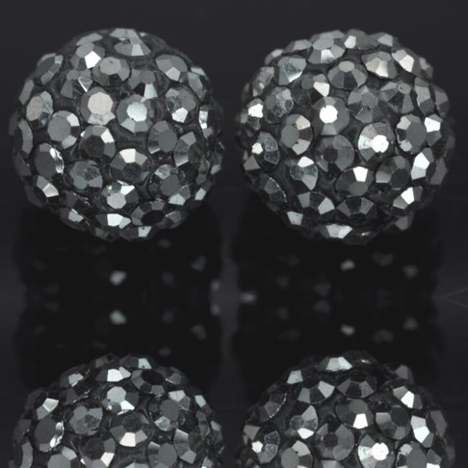 RUBYCA 12mm Pave Czech Crystal Disco Ball Clay Beads for Shamballa Bracelet Making (100pcs, Hematite Grey) - DIY Jewelry Crafting, Boho Accessories, Gift Making Supplies