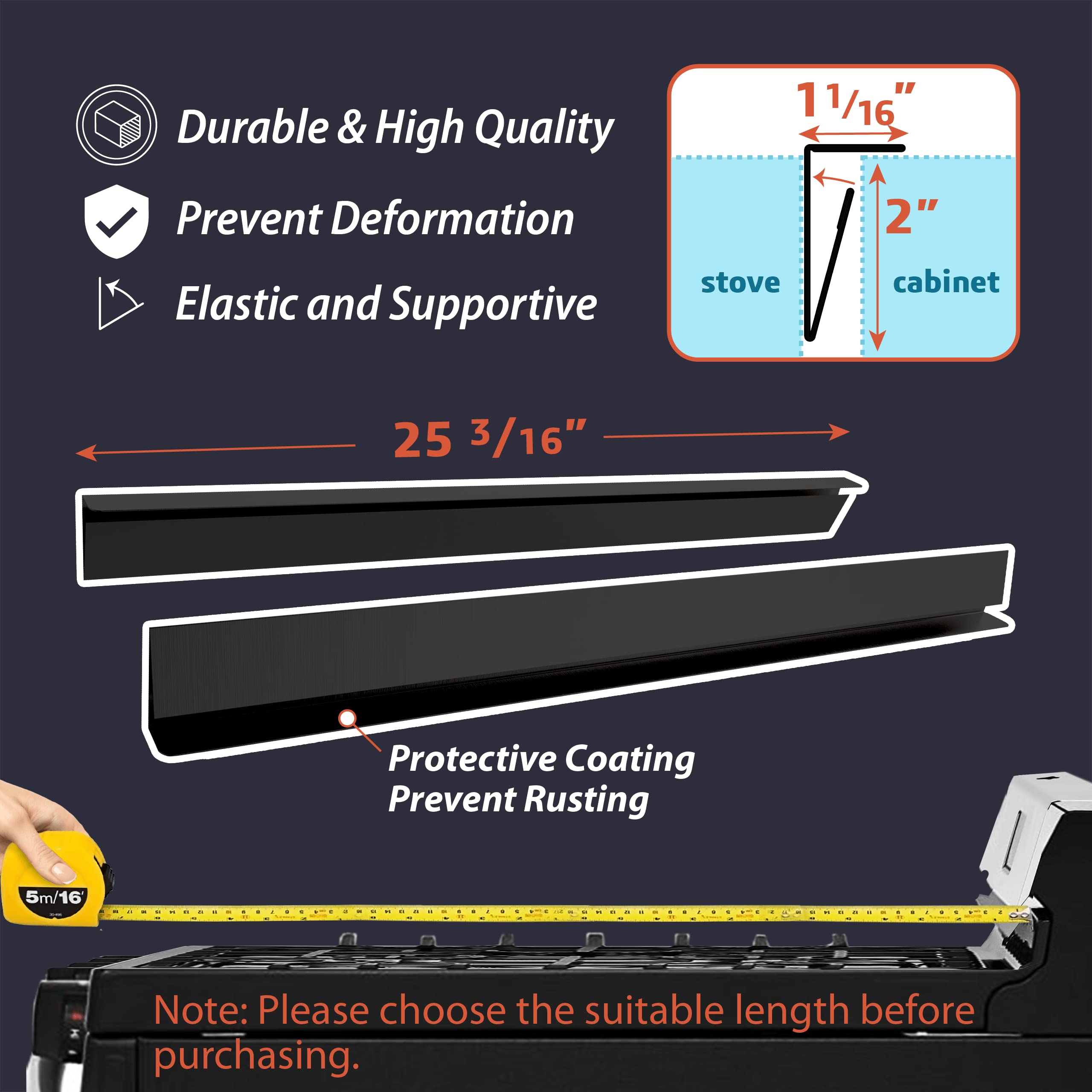 IIIOIIIA Premium L-Shaped Kitchen Stove Gap Cover (2-Pack) - 25.5