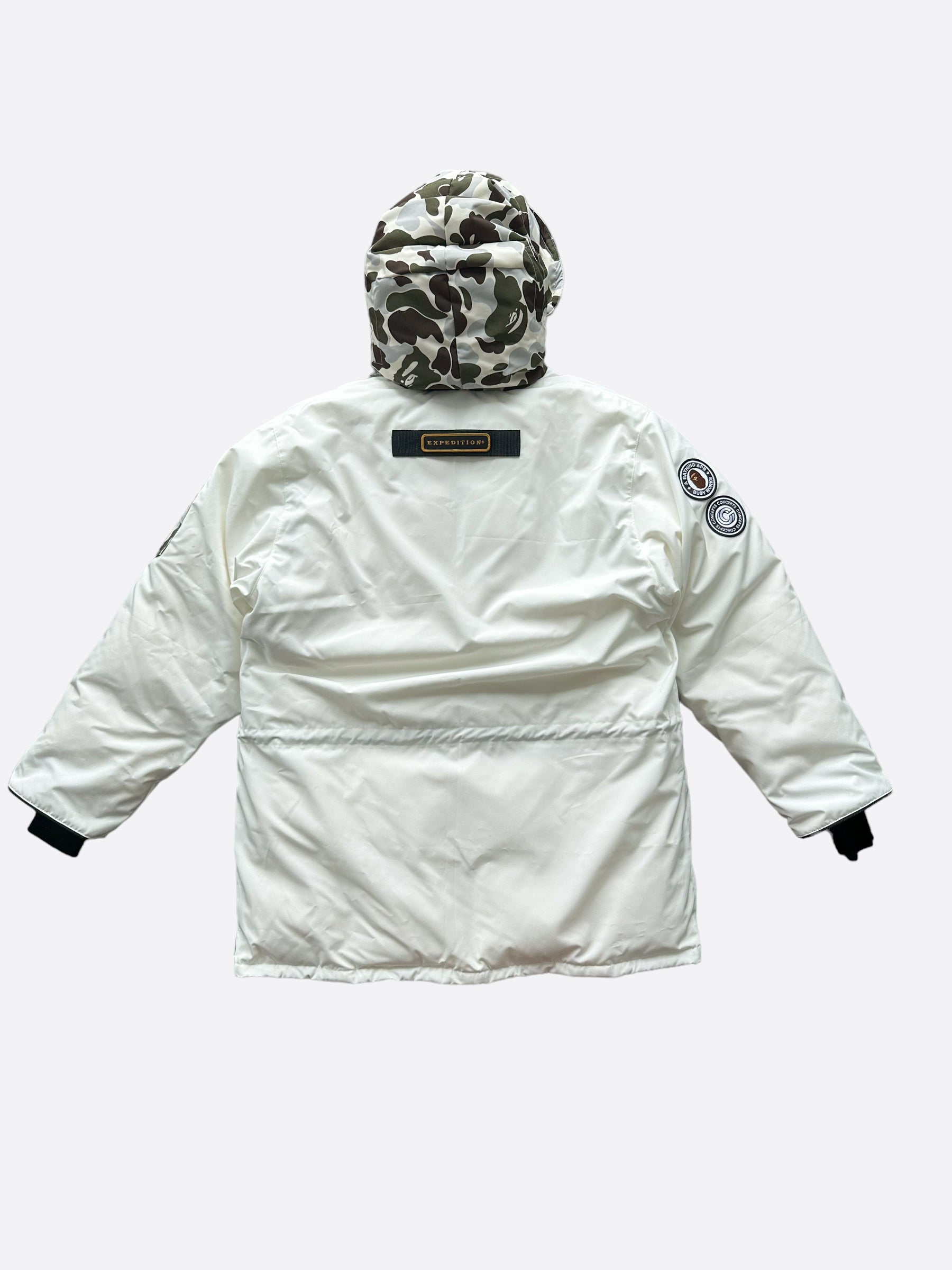 Canada Goose x BAPE White Expedition Parka - Waterproof Winter Jacket for Men & Women - Perfect for Snowboarding, Skiing & Cold Weather Adventures