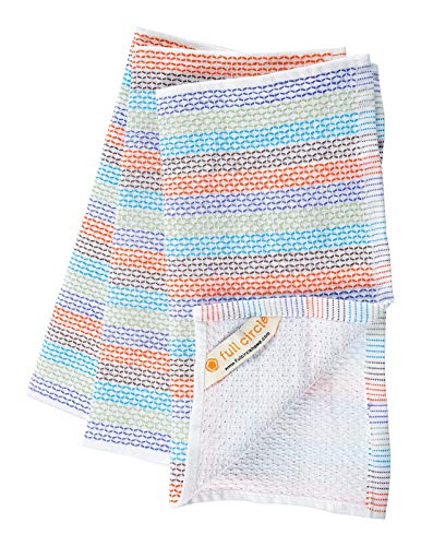 Full Circle Home Tidy Dish Cloths - 12x12 Inch Reusable Kitchen Towels (3-Pack) - Perfect for Washing Dishes, Cleaning Countertops & Drying Hands