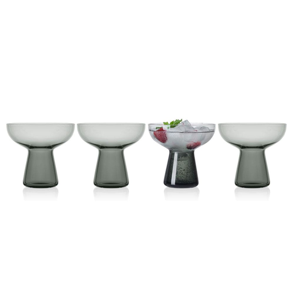 Phoebe Smoke Set of 4 Margarita Cocktail Glasses - Premium Hand-Blown Glassware for Tequila, Mojitos & Frozen Drinks - Perfect for Parties, Weddings & Home Bars