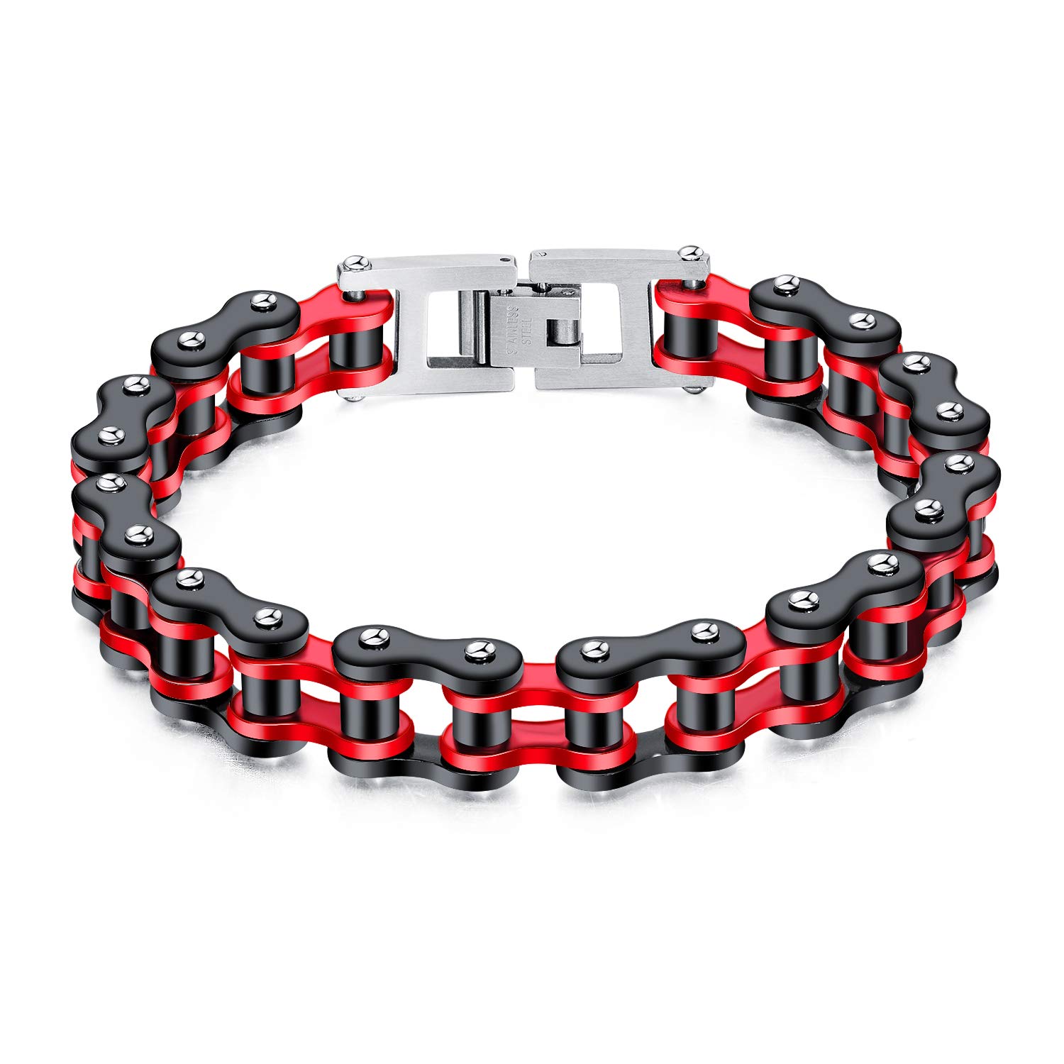 Men's Stainless Steel Cross Chain Bracelet - Motorcycle Punk Style for Bikers & Rock Fans