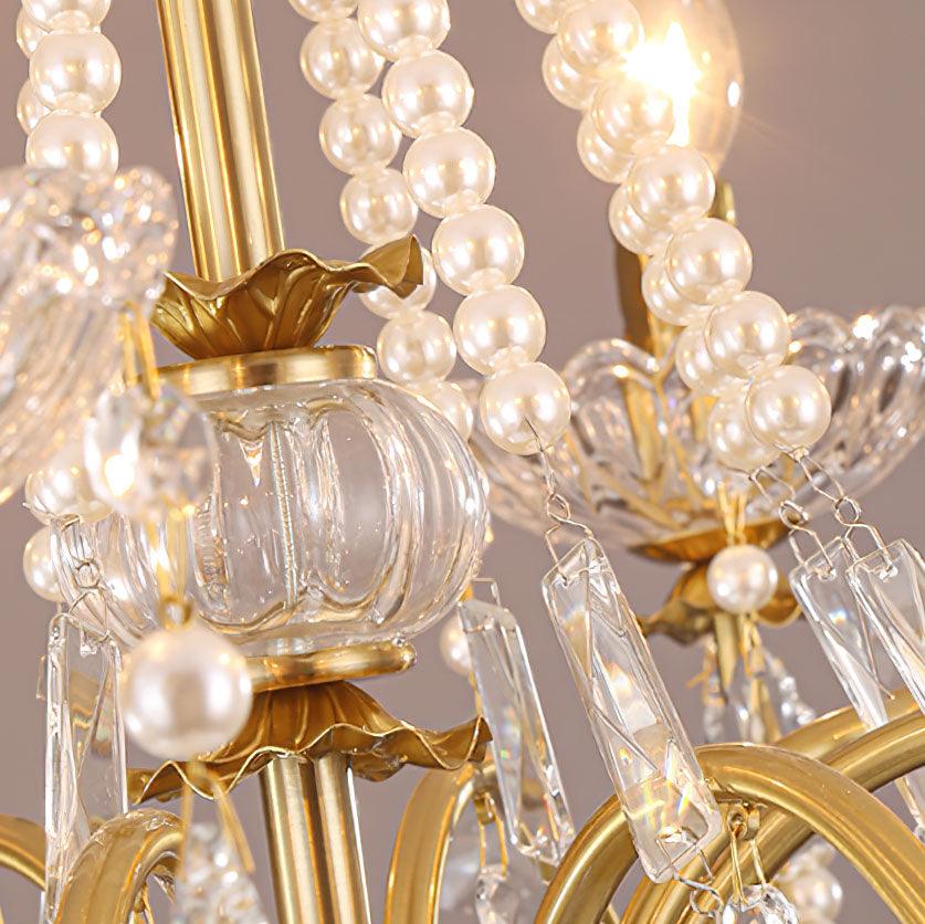 Elegant Crystal Pearl Chandelier - Modern Luxury Ceiling Light Fixture for Dining Room, Bedroom & Living Room Decor