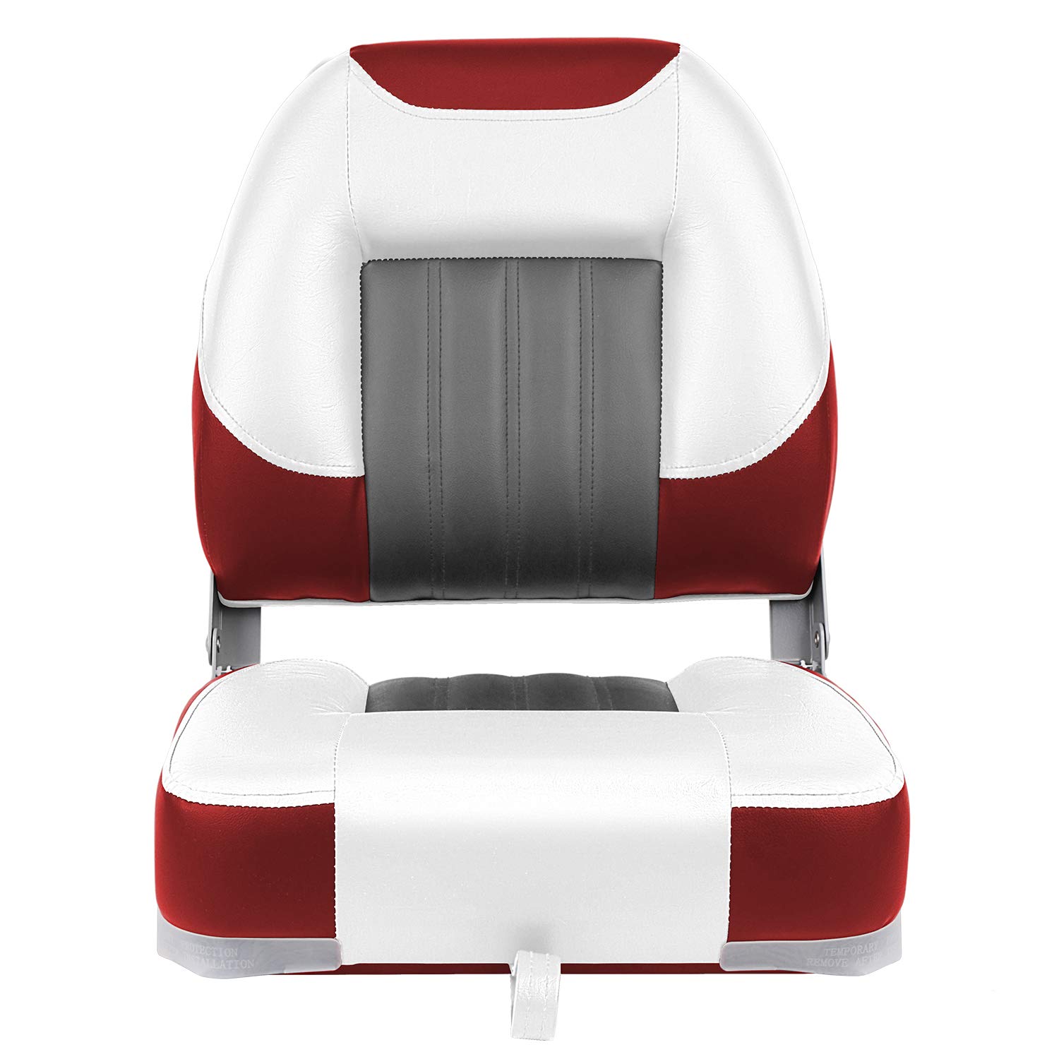 XGEAR Deluxe Low/High Back Adjustable Boat Seat - Fold-Down Fishing Chair for Comfort & Support - Perfect for Boating, Fishing & Marine Activities