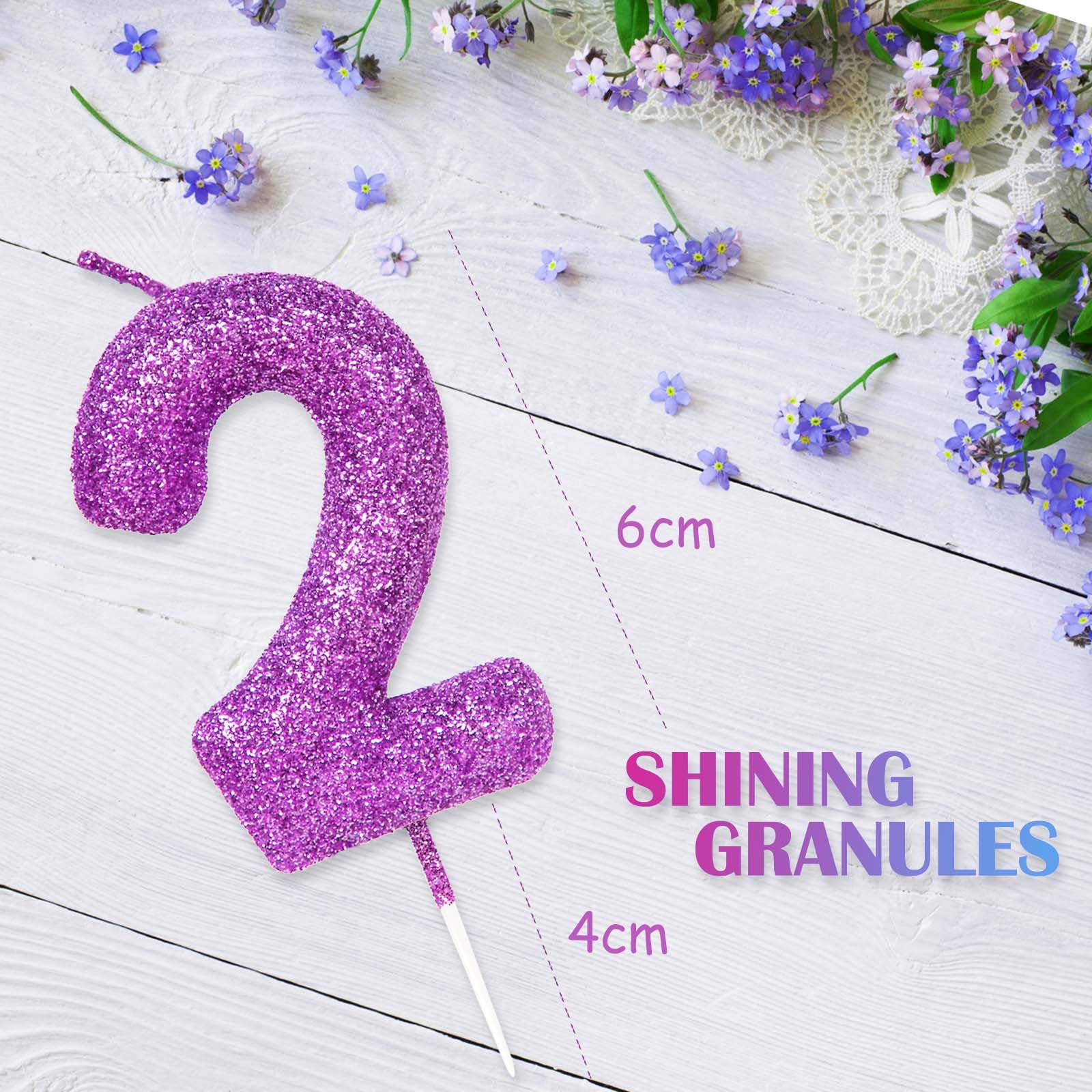 4th Birthday Candles - Sparkling Purple & Pink Number Cake Toppers for Girls Birthday Party, Wedding, Anniversary Decorations | Perfect for Cake Decor, Dessert Table, and Celebration Supplies
