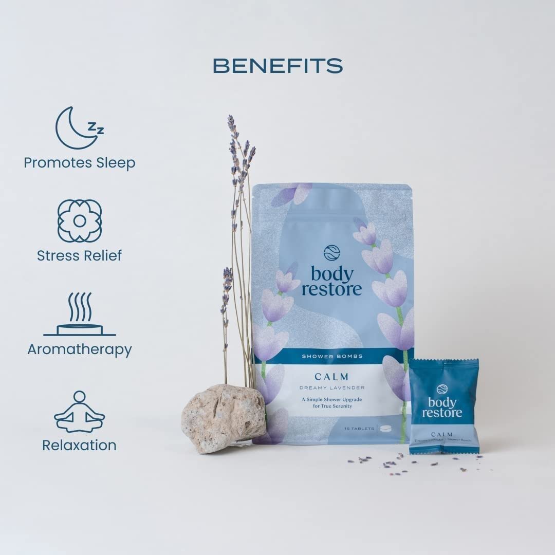 Body Restore Shower Steamers Aromatherapy Set - 15 Packs x 5 Scents (Eucalyptus, Citrus, Lavender, Rose, Tea Tree) with Essential Oils for Stress Relief - Perfect Gifts for Women & Men, Mom, Relaxing Bath Bombs for Spa-Like Shower Experience at Home