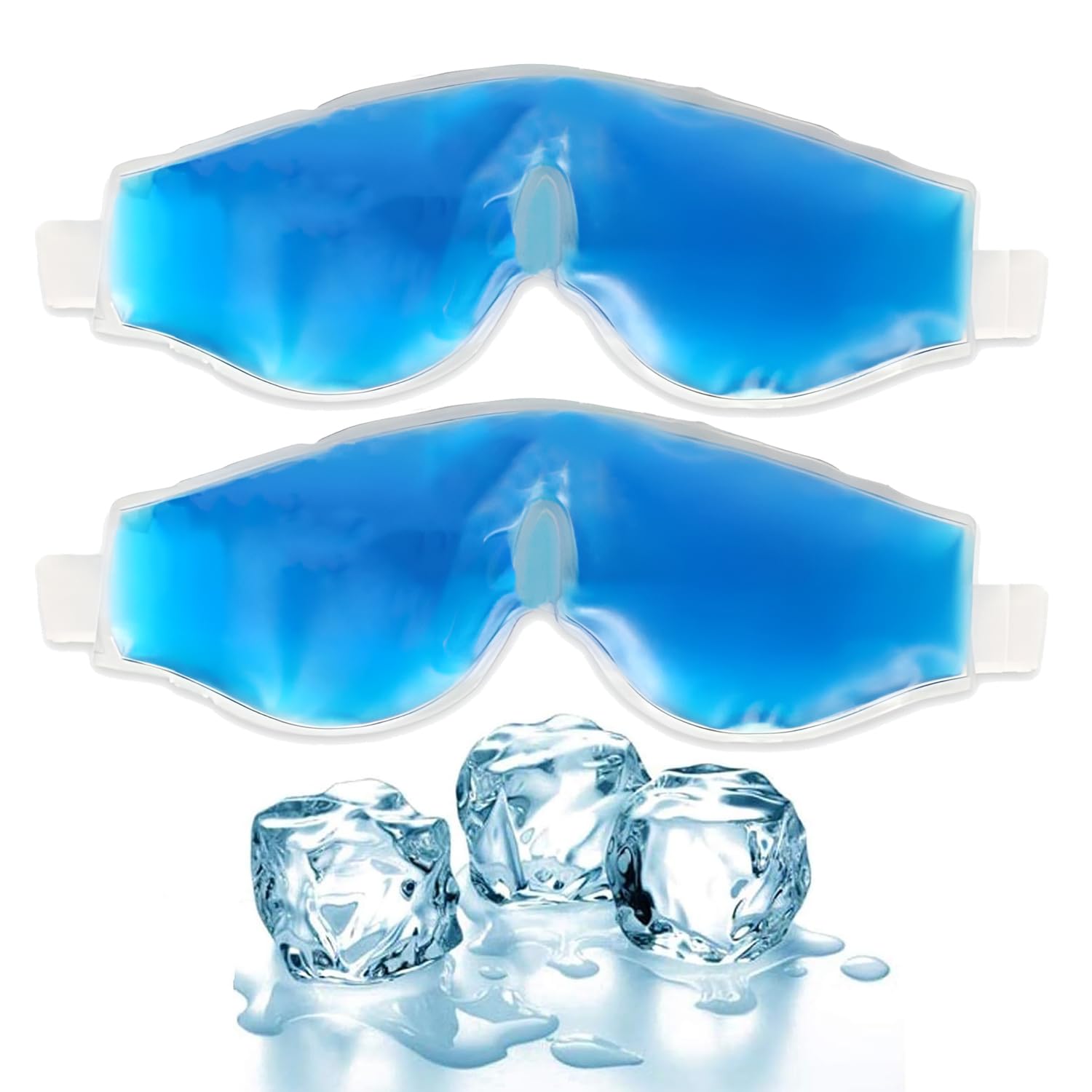 Kuber Industries Cooling Gel Eye Mask for Dark Circles & Pain Relief - Reusable Blue Eye Mask with Cooling Gel Pads (Pack of 2) | Perfect for Travel, Sleep & Relaxation