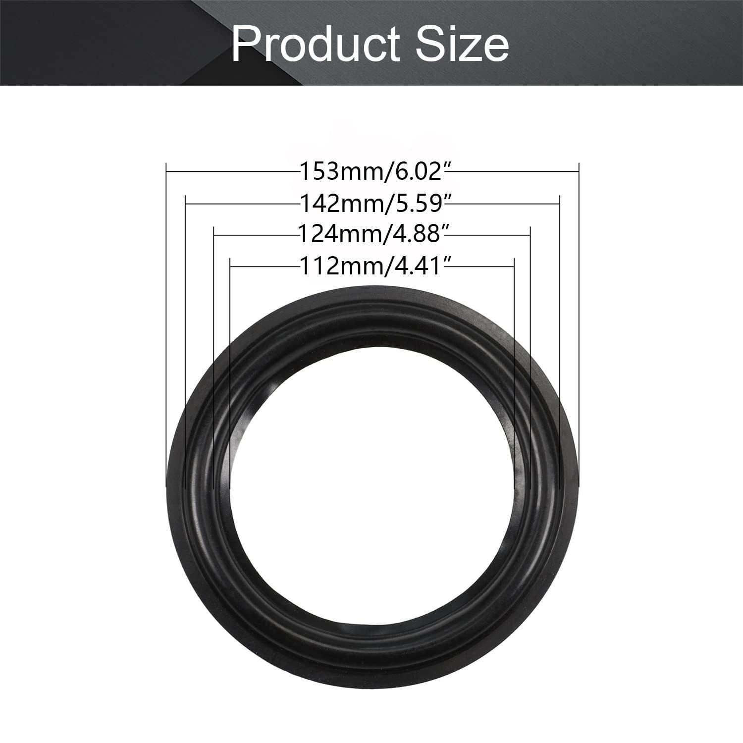 Fielect 6 Inch (155mm) Speaker Rubber Edge Surround Rings - 2 Pack Replacement Parts for Speaker Repair & DIY Projects - Perfect for Home Theater, Car Audio, and Studio Monitor Speakers