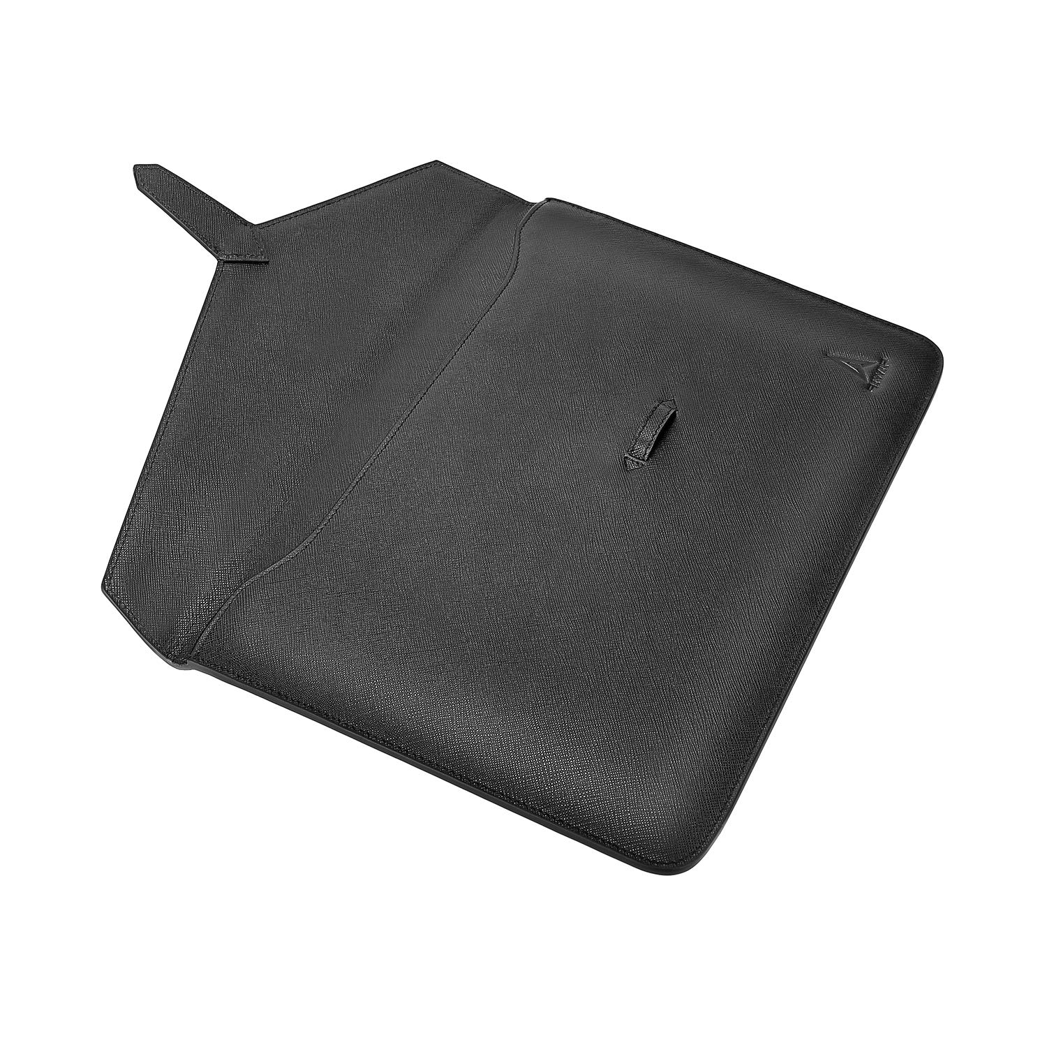 Genuine Leather Laptop Sleeve for 13-13.5 Inch Devices – Premium Black Envelope Case for MacBook, iPad Pro, Surface, Dell, HP, Lenovo – Silk Inner Lining – Elegant, Durable, and Perfect for Work, Travel, and Everyday Use
