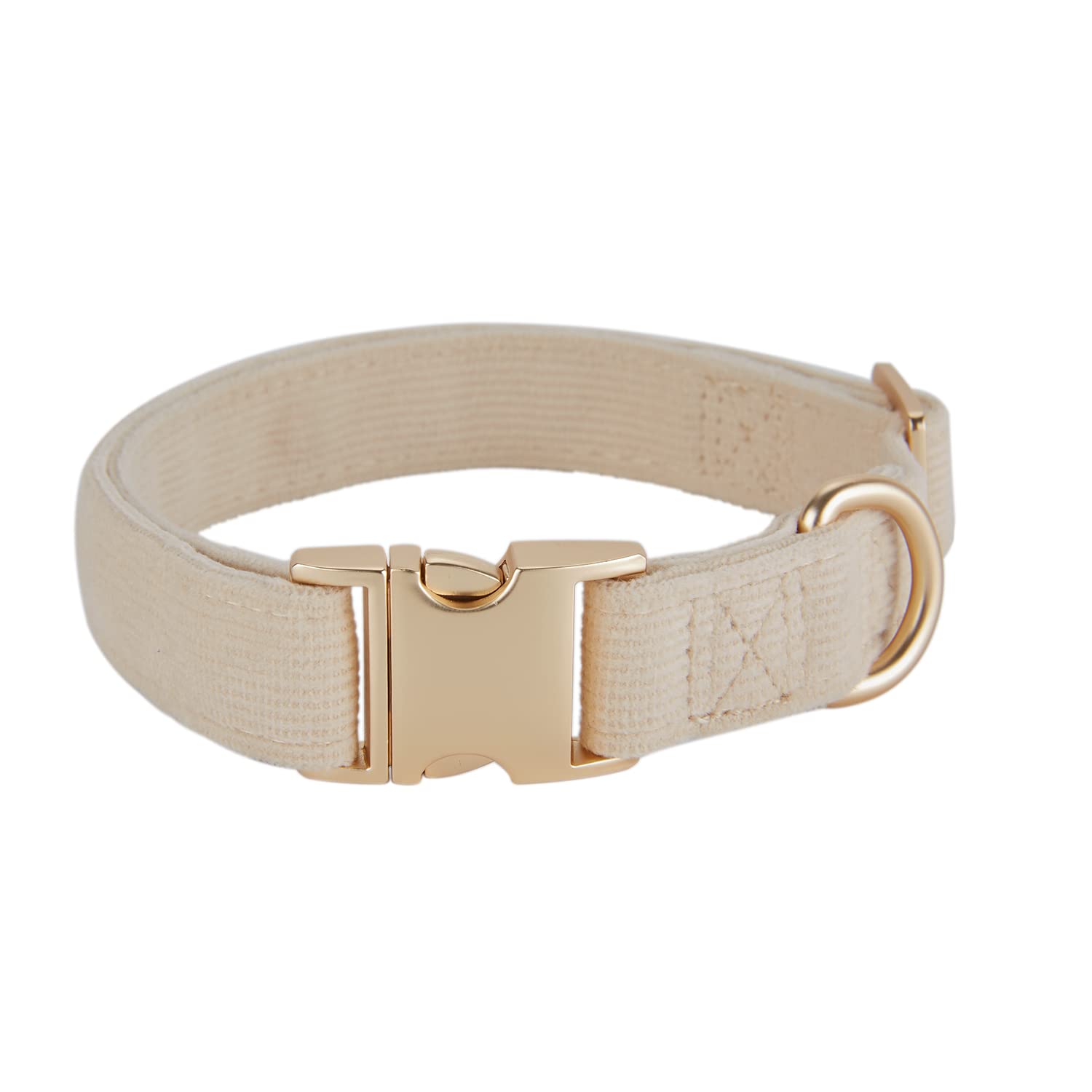 Soft Cotton Dog Collar with Metal Buckle - Adjustable Heavy Duty Comfy Corduroy Collar for Small Medium Large Dogs - White Large Size - Perfect for Daily Walks, Training & Outdoor Adventures